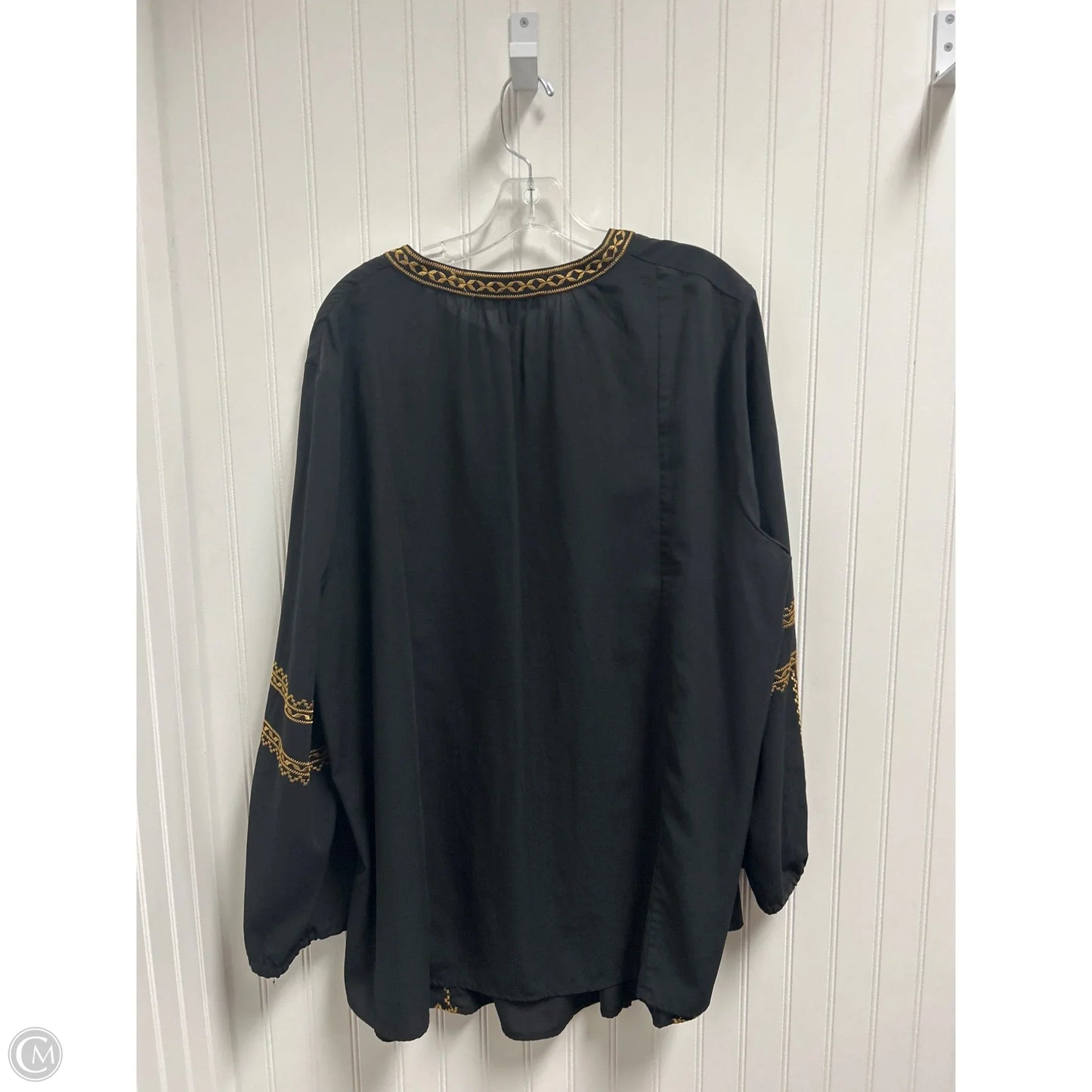 Tunic Long Sleeve By Denim 24/7 In Black & Gold, Size: 3x