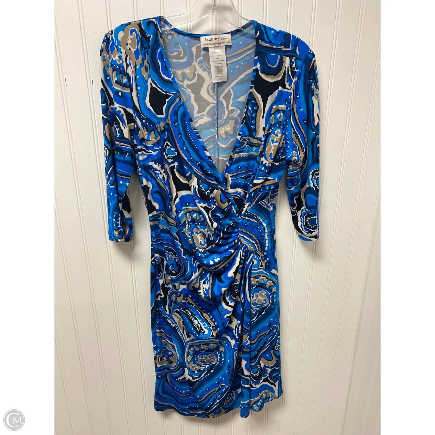 Dress Casual Midi By Laundry In Blue & Tan, Size: L