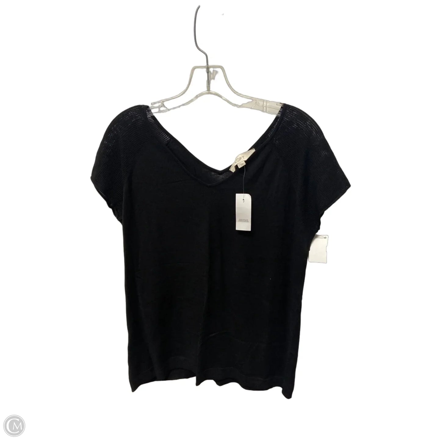 Top Short Sleeve By Loft In Black, Size: L