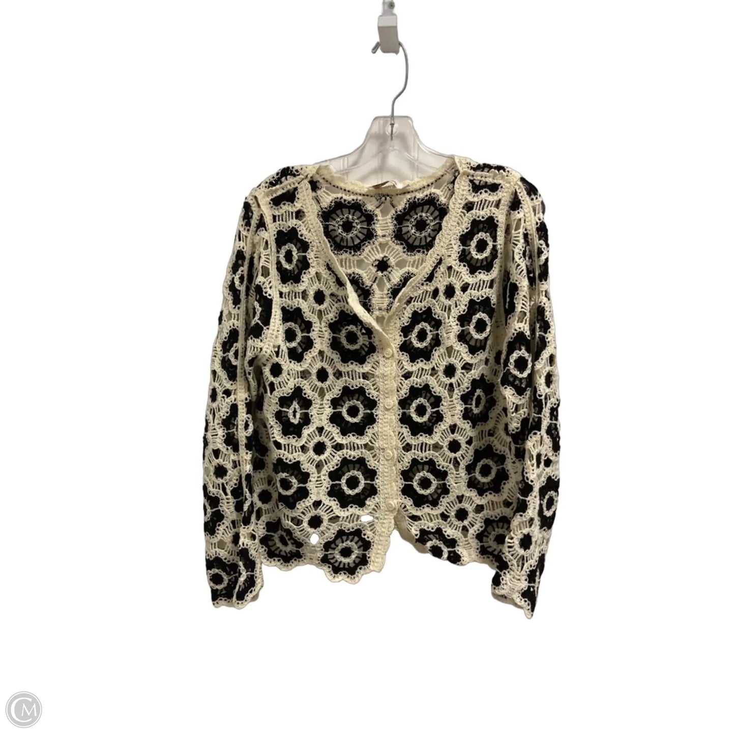 Top Long Sleeve By Angelica In Black & White, Size: Xl