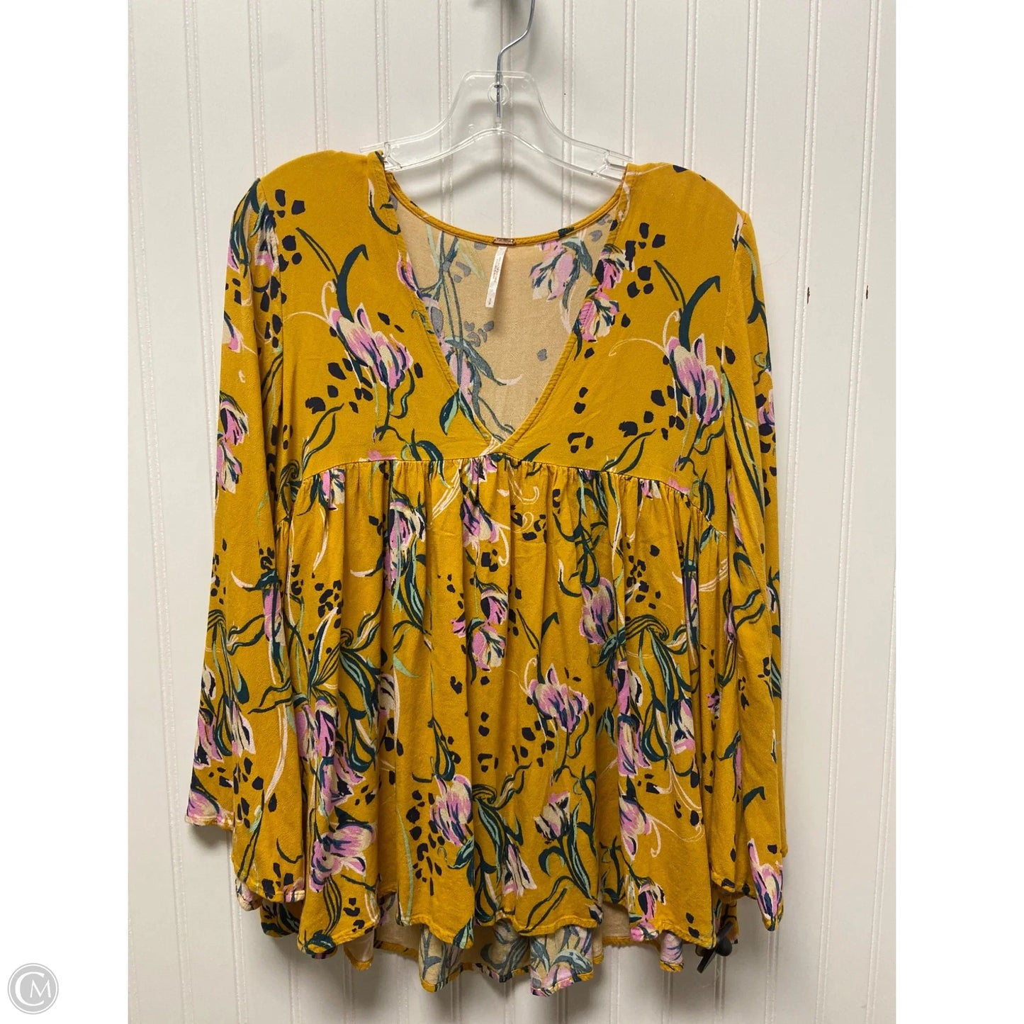 Top Long Sleeve By Free People In Yellow, Size: S