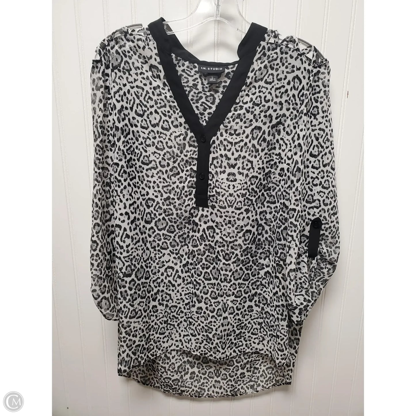 Top Long Sleeve By In Studio In Black & White, Size: L
