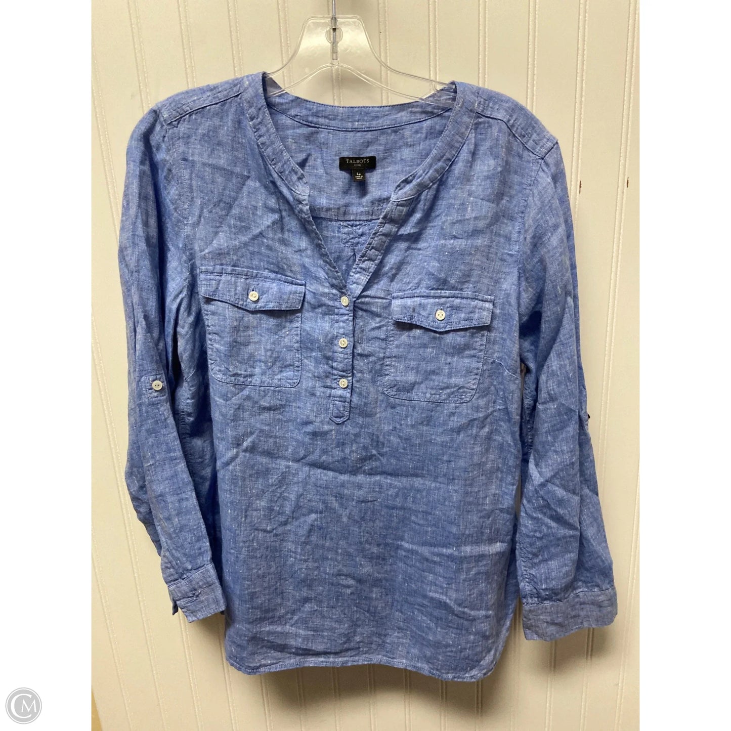 Top Long Sleeve By Talbots In Blue Denim, Size: L