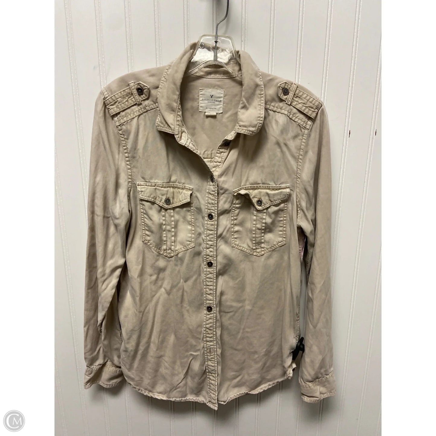 Top Long Sleeve By American Eagle In Beige, Size: S
