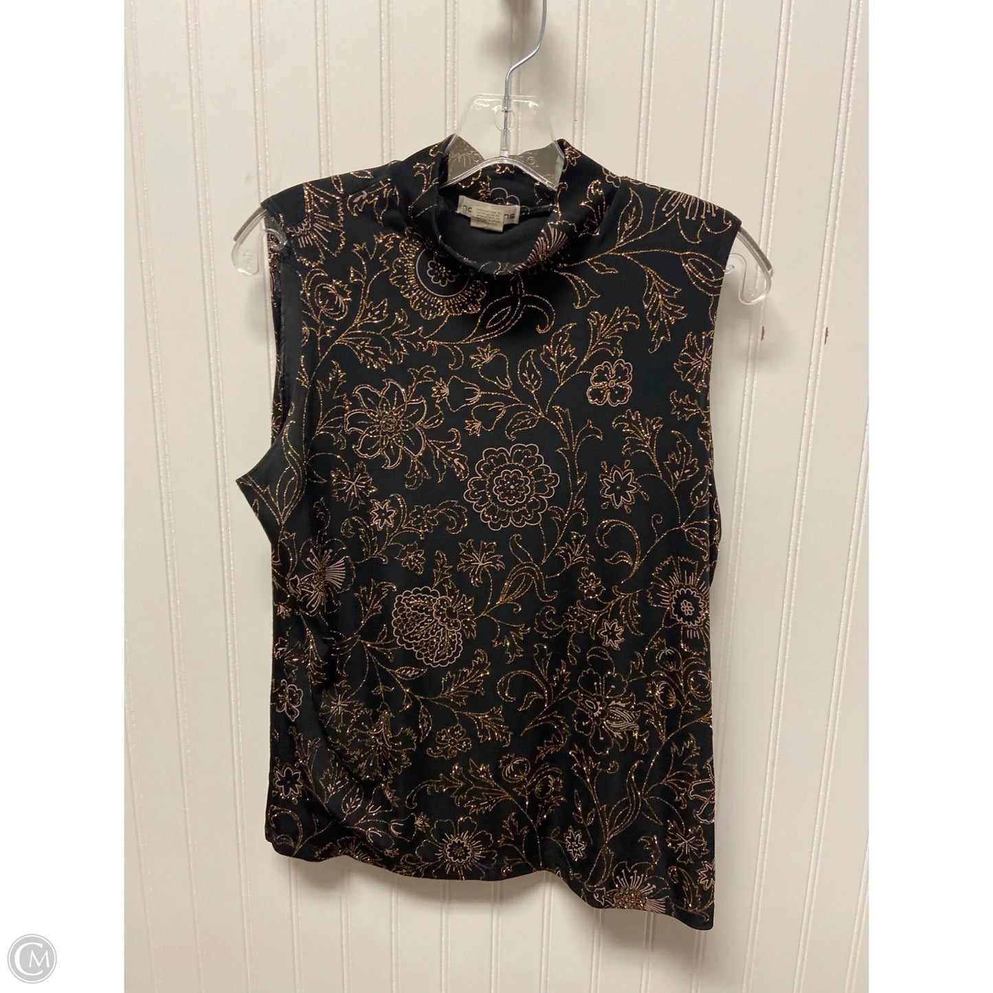 Top Sleeveless By Notations In Black & Gold, Size: L
