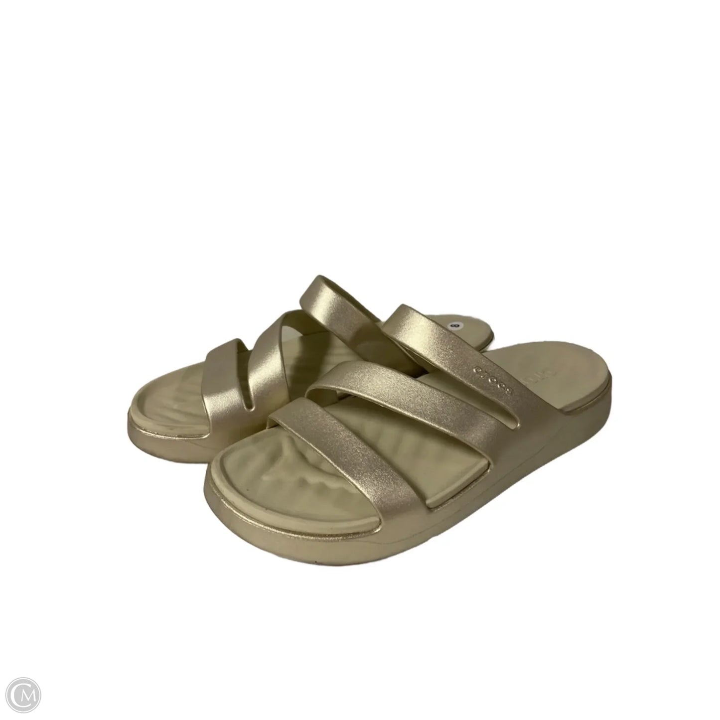 Sandals Flats By Crocs In Gold, Size: 8