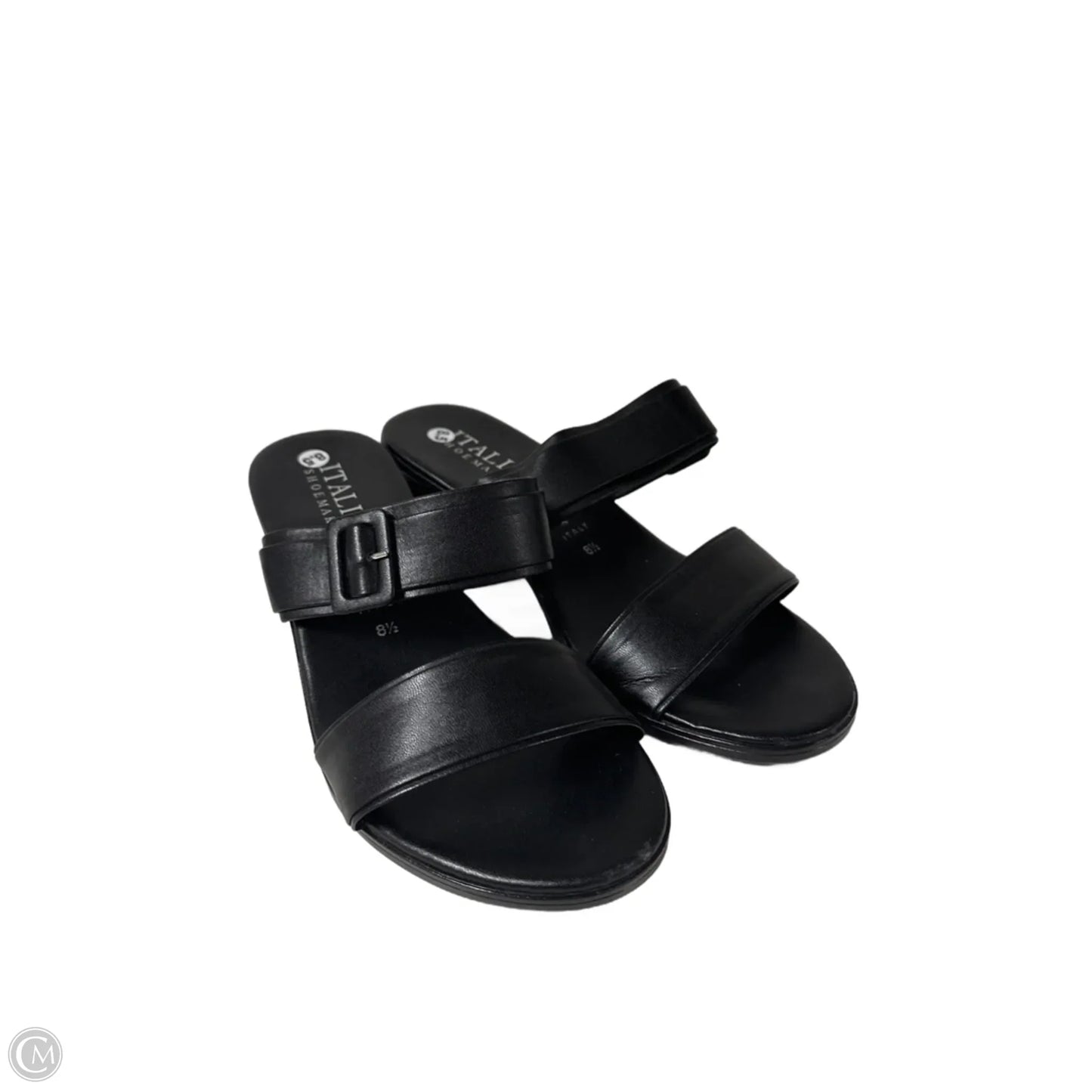 Sandals Heels Block By Italian Shoemakers In Black, Size: 8.5