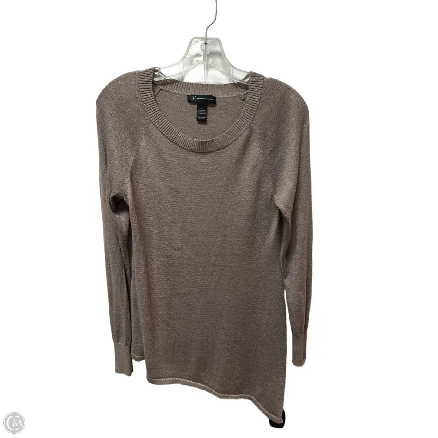 Top Long Sleeve By Inc In Gold & Grey, Size: M