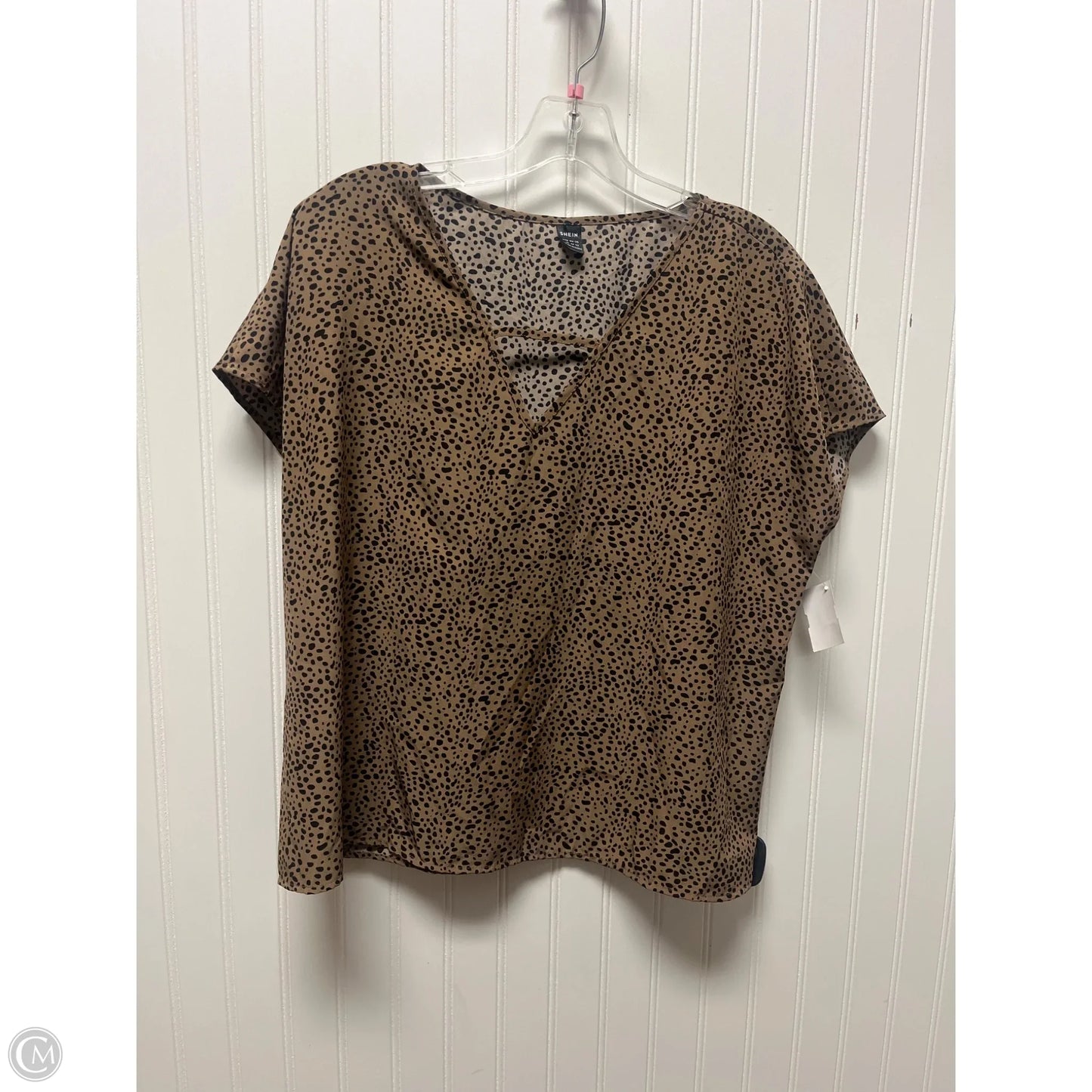 Top Short Sleeve By Shein In Animal Print, Size: Xl