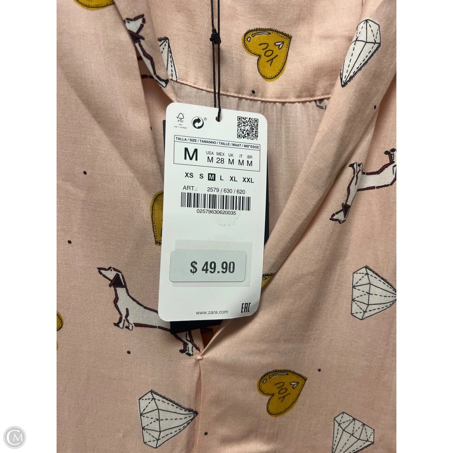 Top 3/4 Sleeve By Zara In Peach, Size: M