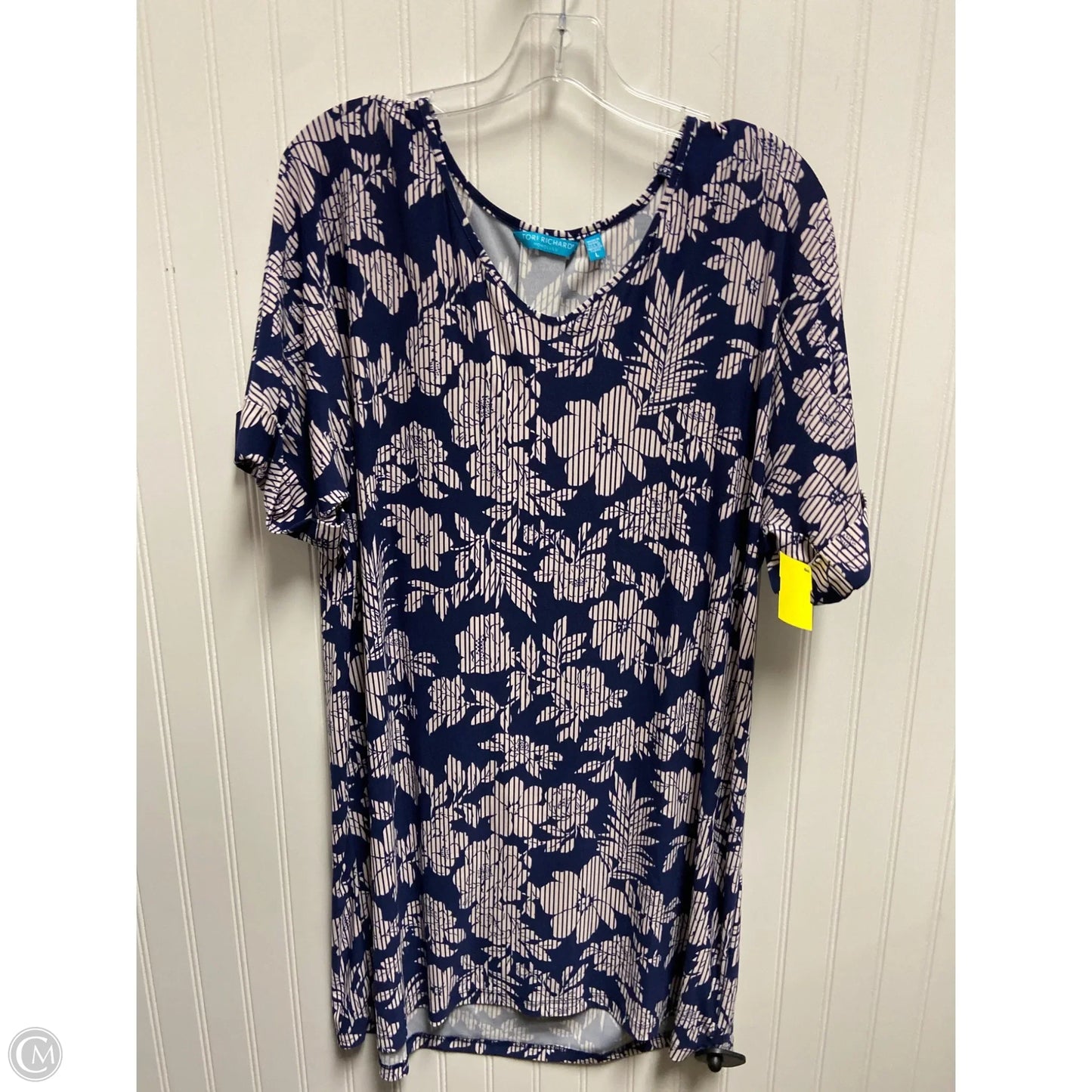 Dress Casual Short By Tori Richards In Blue & Pink, Size: L