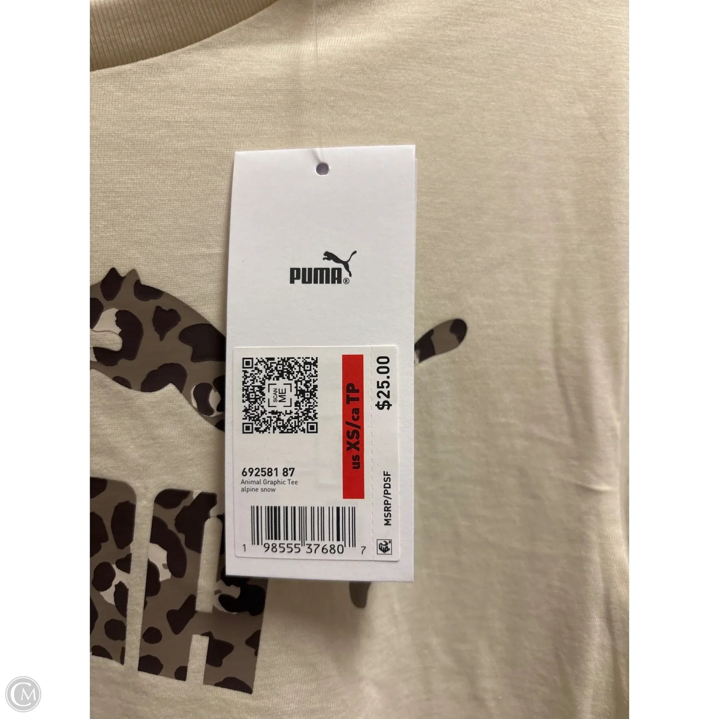 Athletic Top Short Sleeve By Puma In Cream, Size: Xs