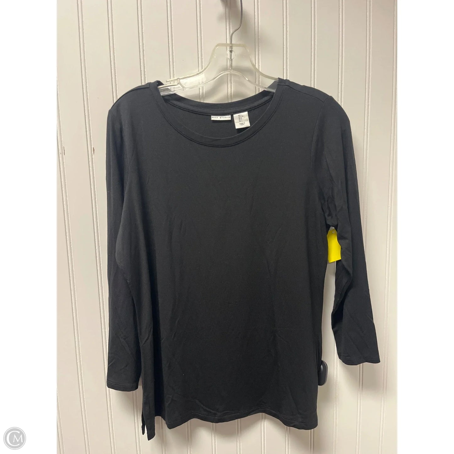 Top Long Sleeve Basic By Max Studio In Black, Size: L