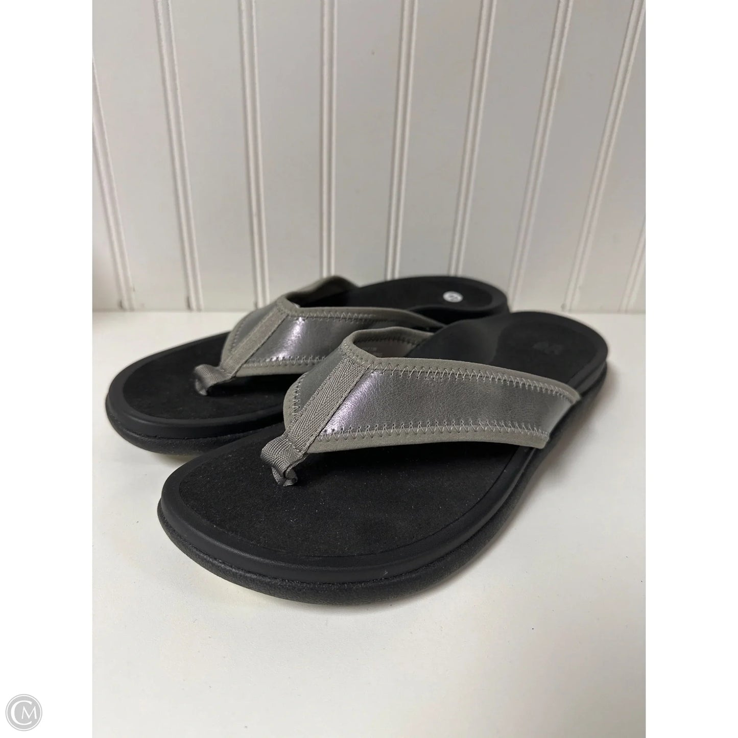Sandals Flip Flops By Abeo In Black & Grey, Size: 10