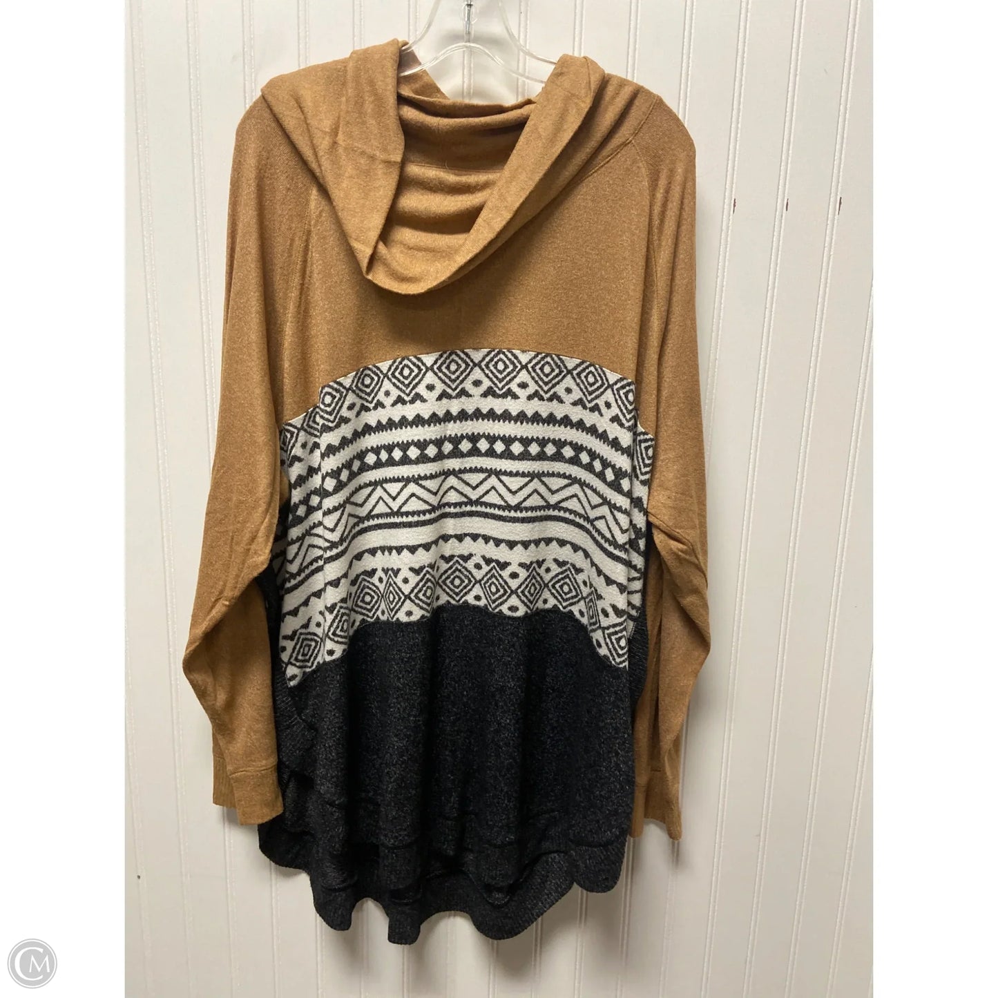 Top Long Sleeve By Maurices In Brown & Grey, Size: 2x