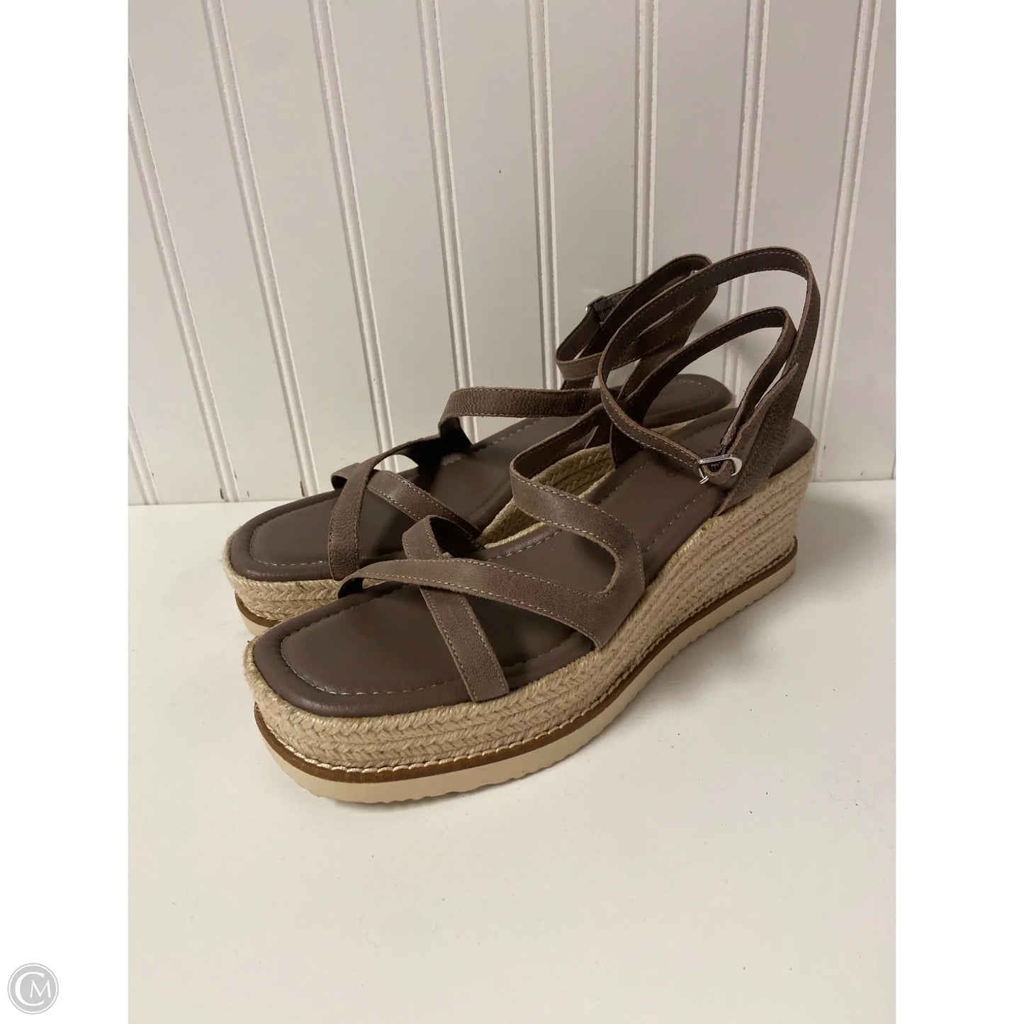 Sandals Heels Wedge By Lucky Brand In Taupe, Size: 9
