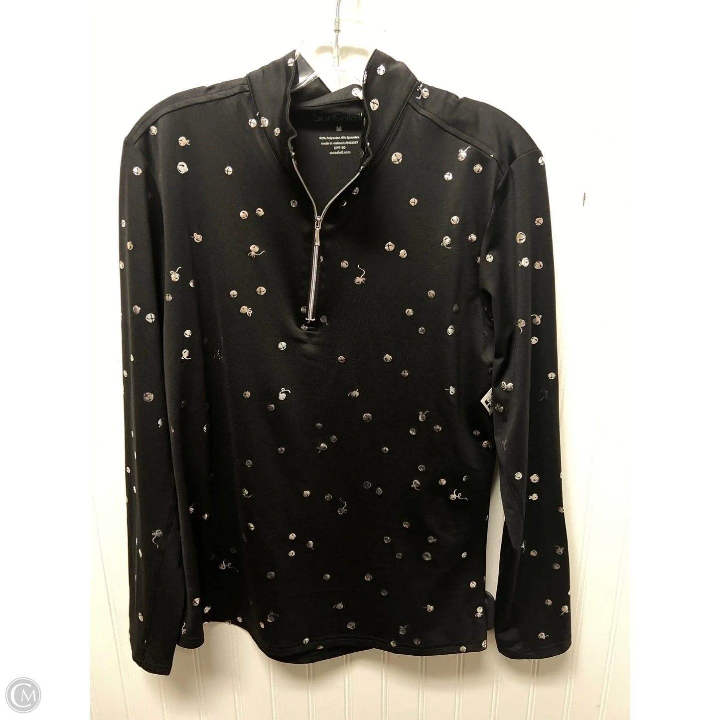 Athletic Top Long Sleeve Collar By Clothes Mentor In Black, Size: M