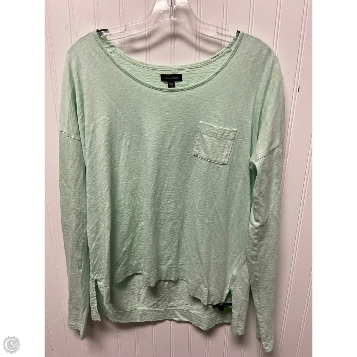 Top Long Sleeve Basic By Calvin Klein In Green, Size: S