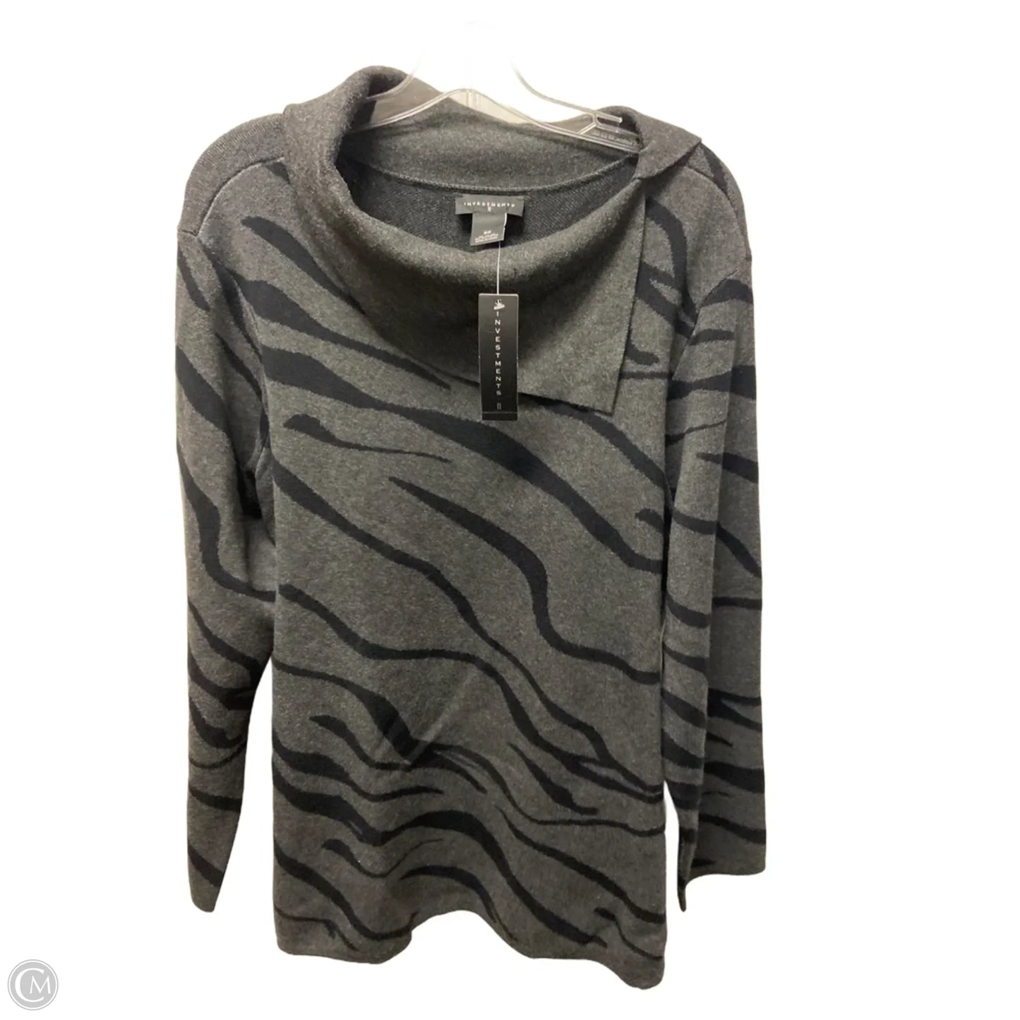 Sweater By Investments In Black & Grey, Size: 2x