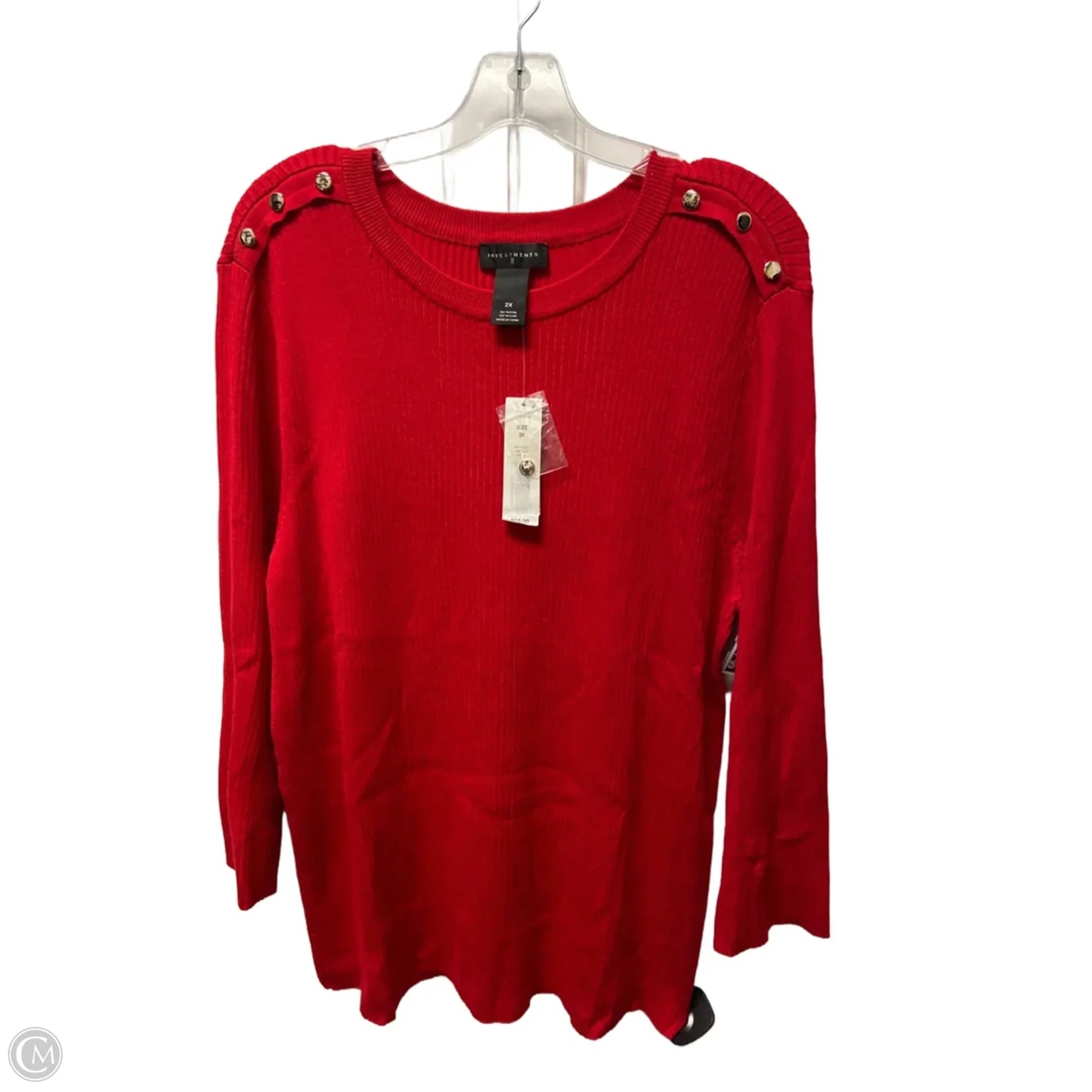 Sweater By Investments In Red, Size: 2x