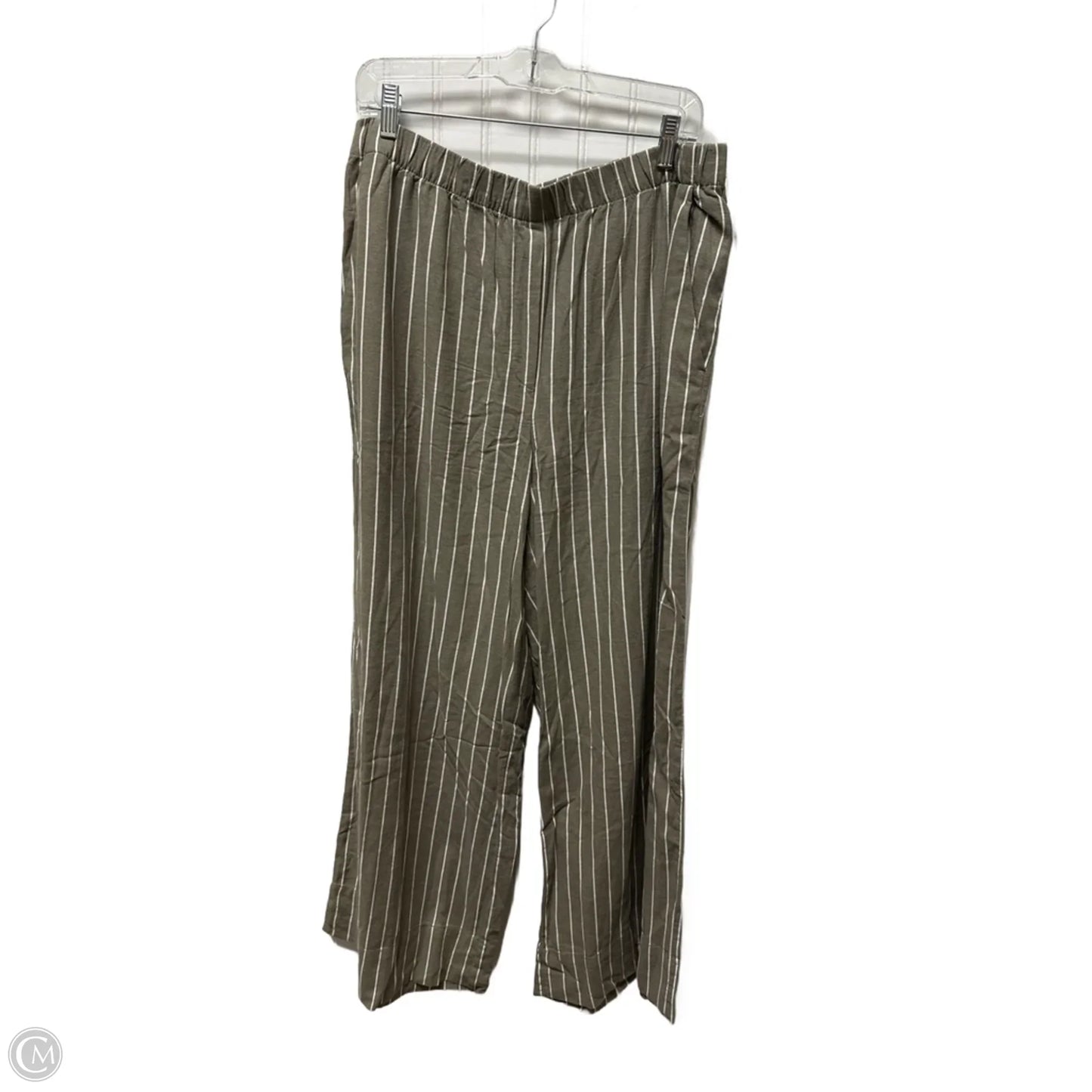 Pants Linen By H&m In Green & White, Size: 12