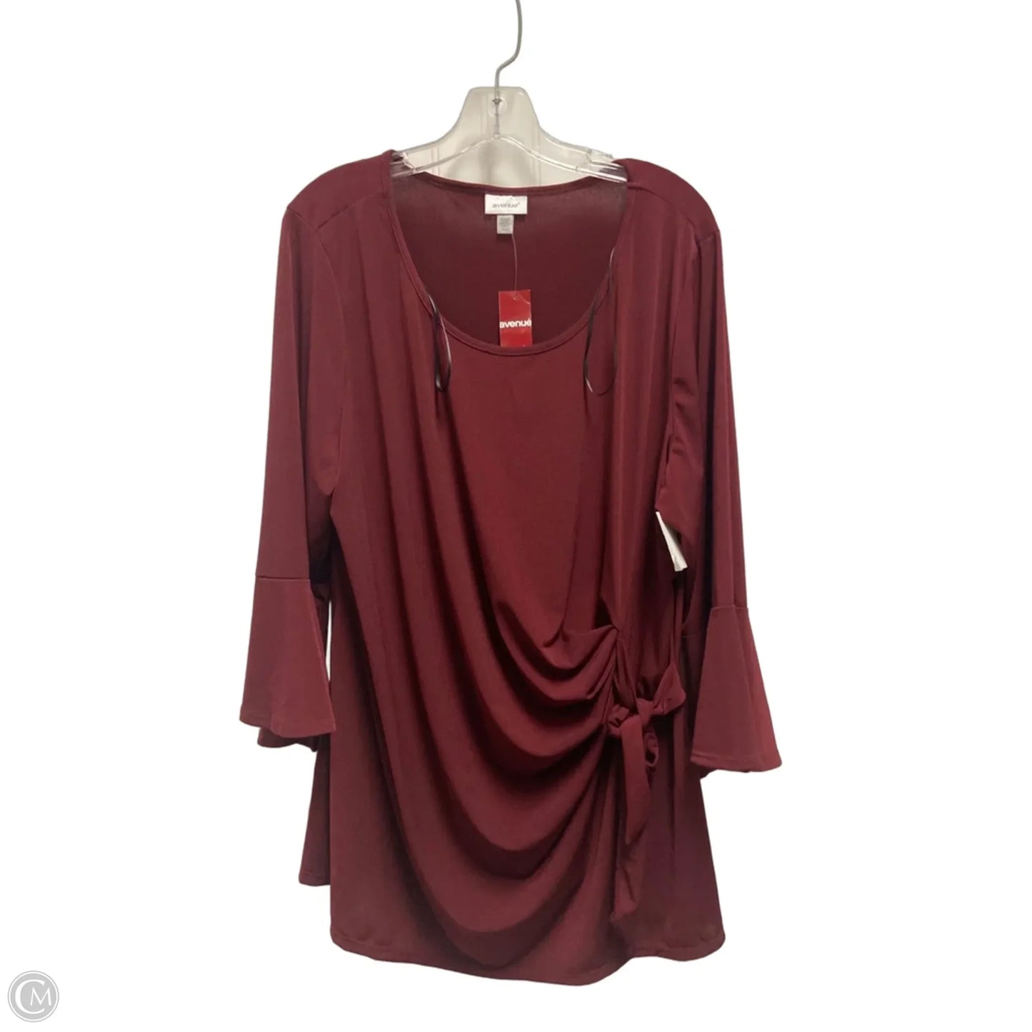 Top Long Sleeve By Avenue In Maroon, Size: 1x