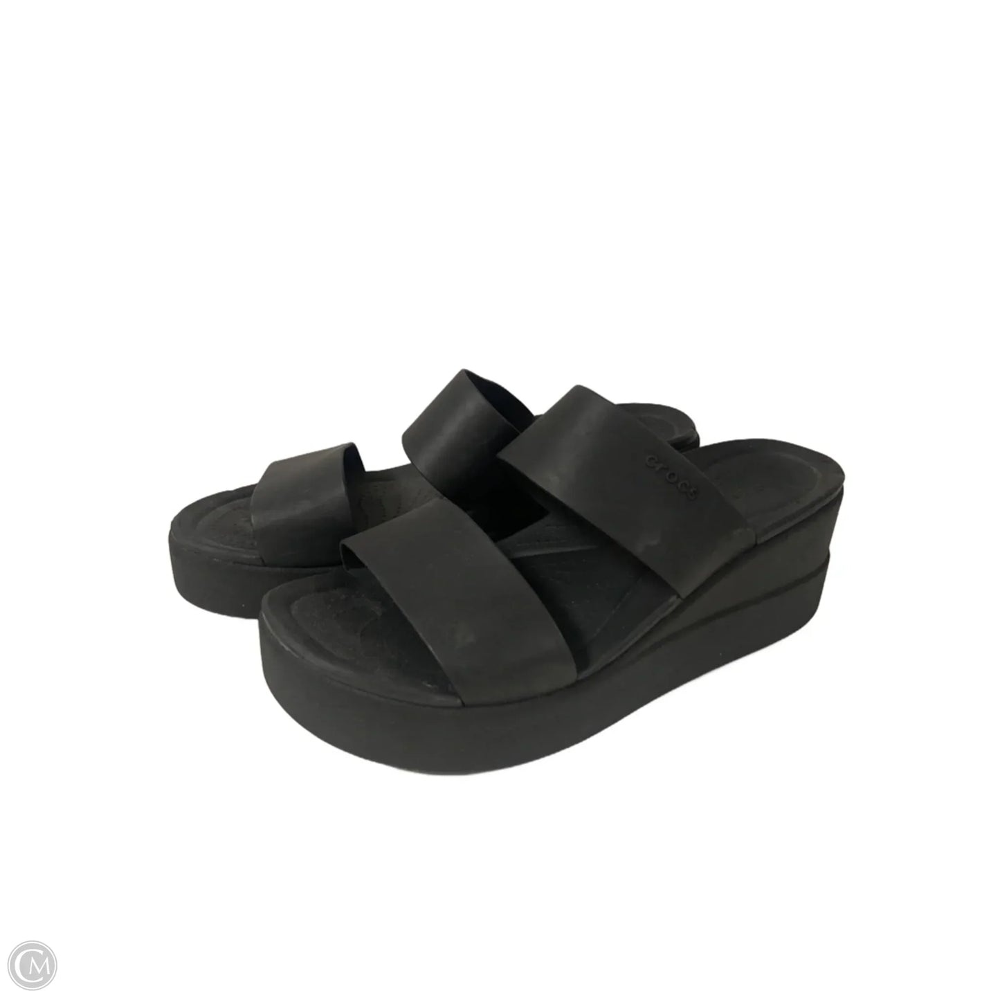 Sandals Heels Platform By Crocs In Black, Size: 10