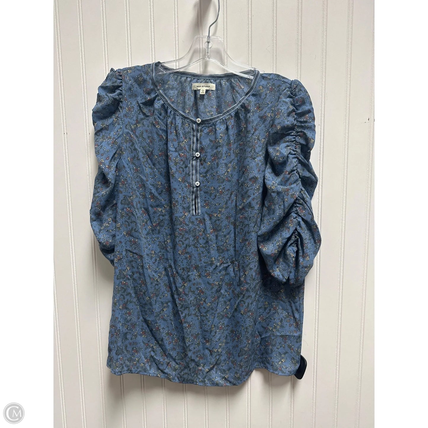 Top 3/4 Sleeve By Max Studio In Blue, Size: L