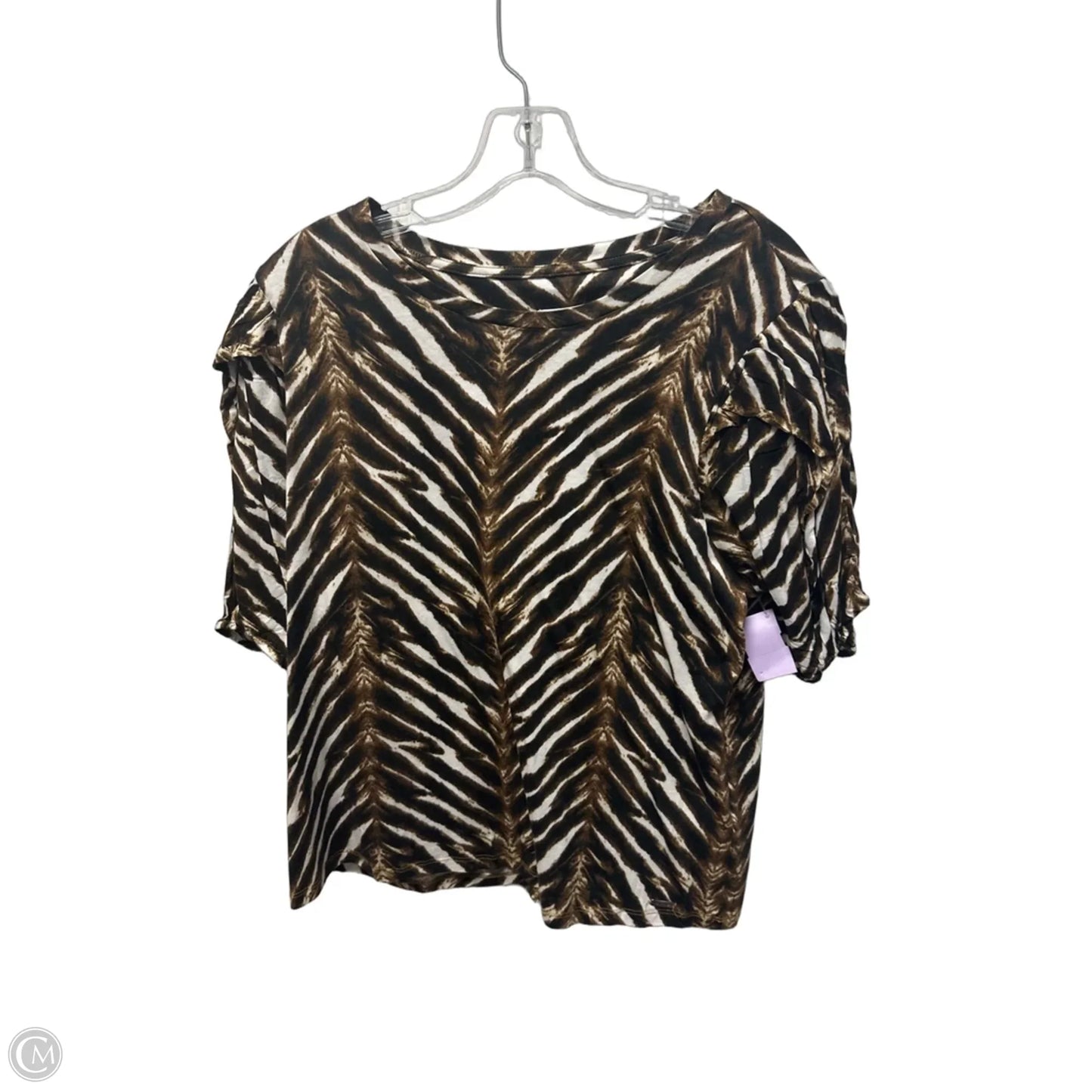 Top Short Sleeve By Calvin Klein In Animal Print, Size: L