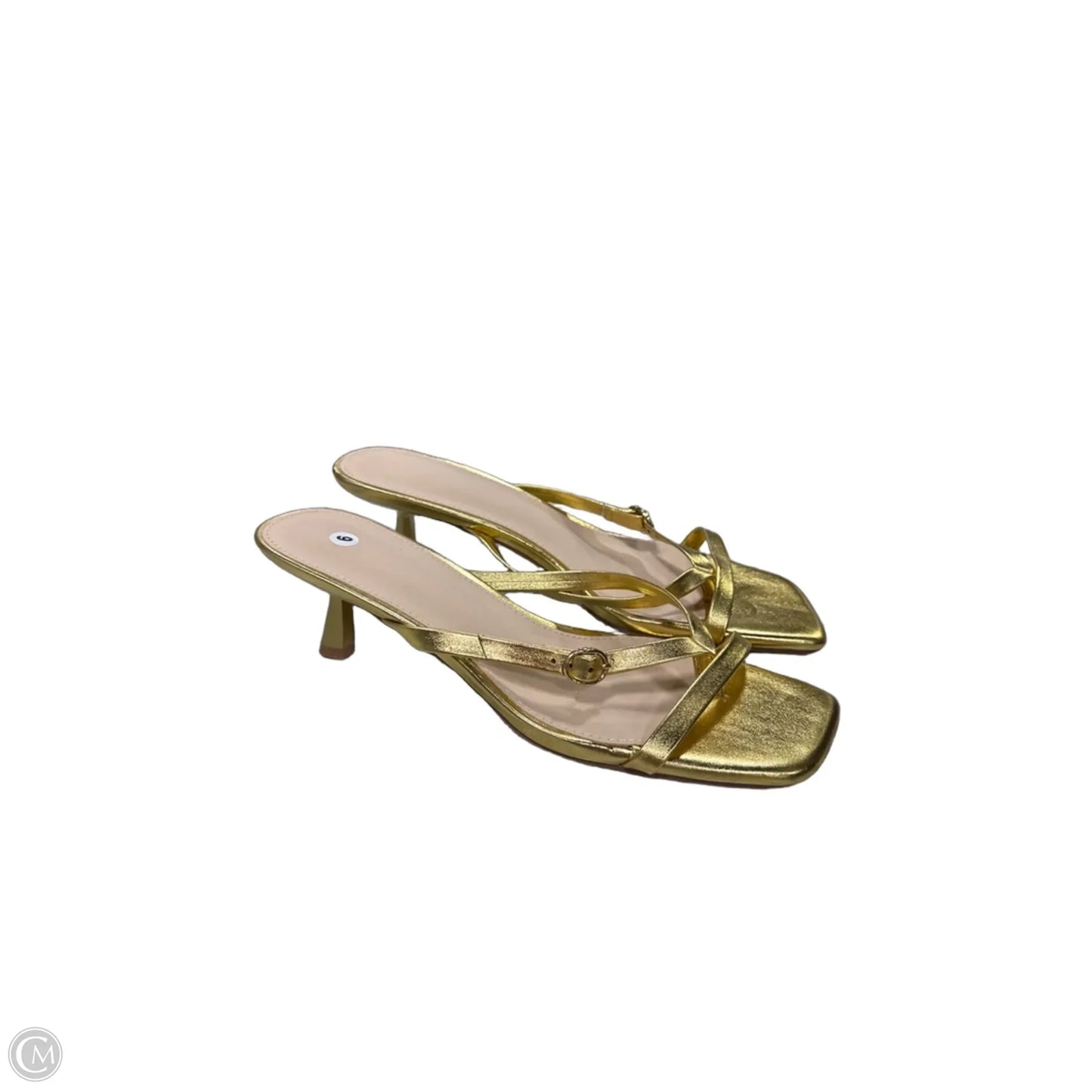 Sandals Heels Kitten By Clothes Mentor In Gold, Size: 9