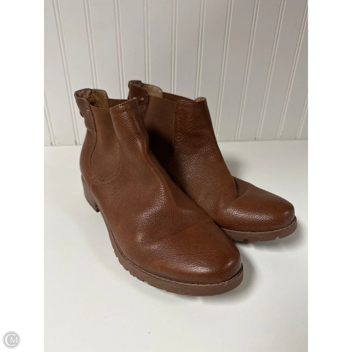 Boots Ankle Heels By Sofft In Brown, Size: 10