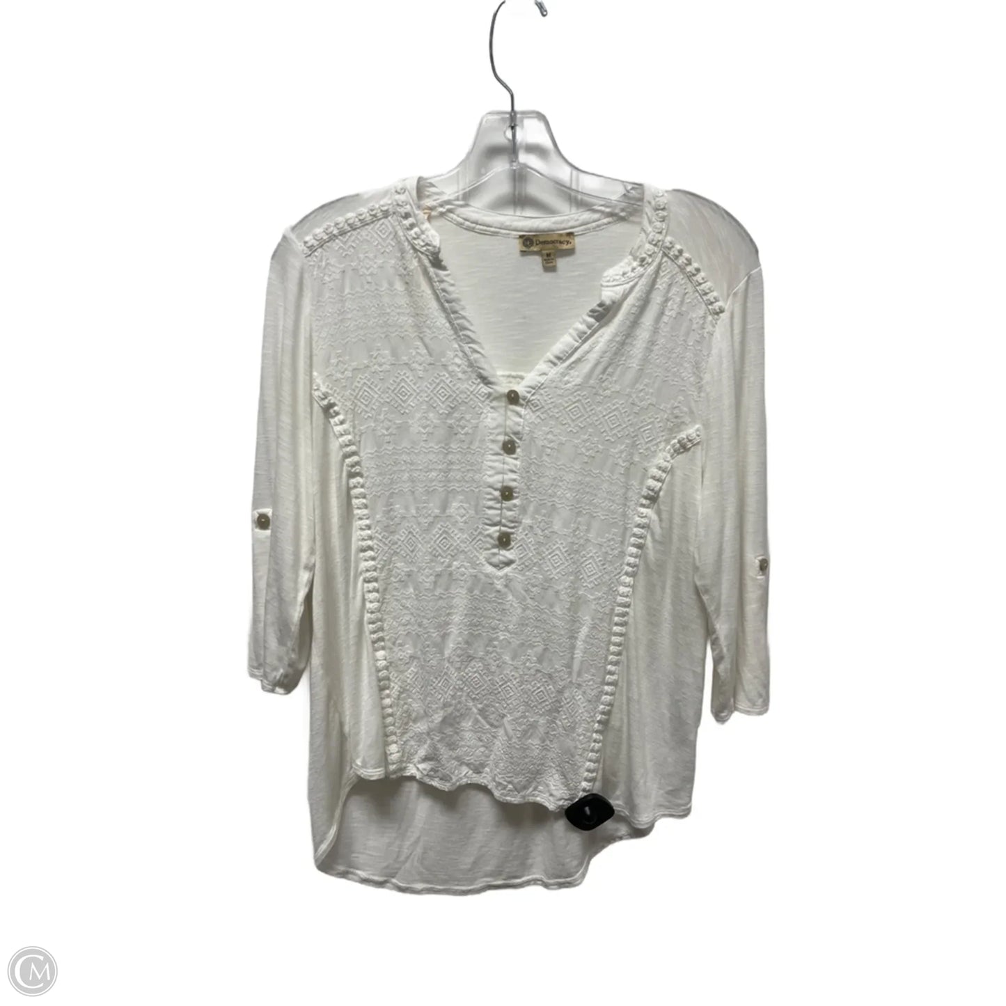 Top Long Sleeve By Democracy In White, Size: M