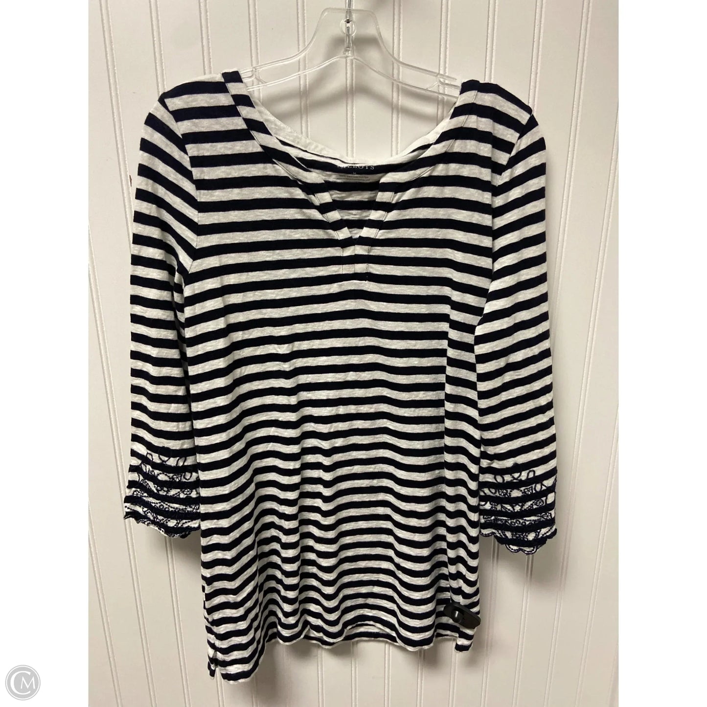 Top Long Sleeve By Talbots In Striped Pattern, Size: M