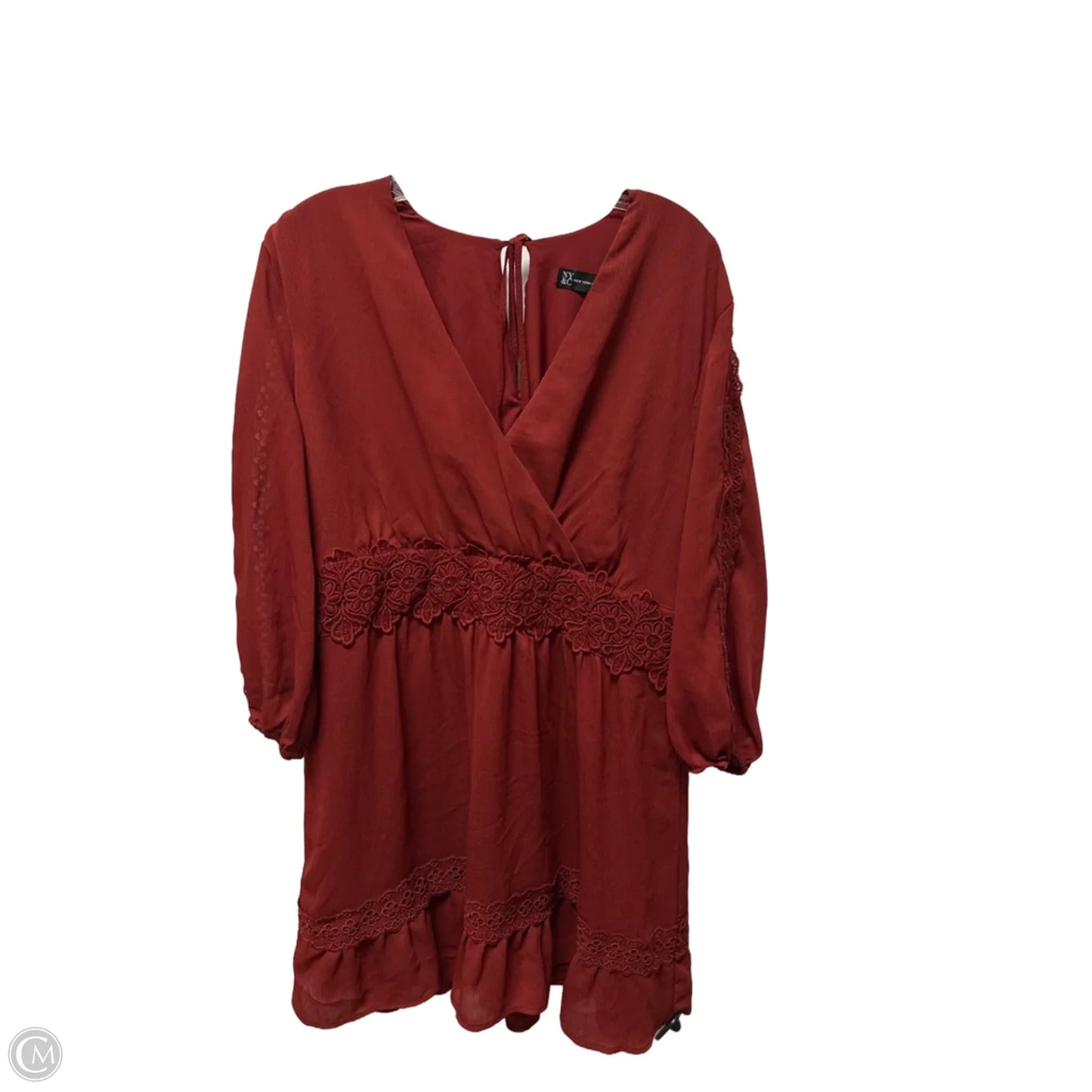 Dress Casual Midi By New York And Co In Red, Size: 1x