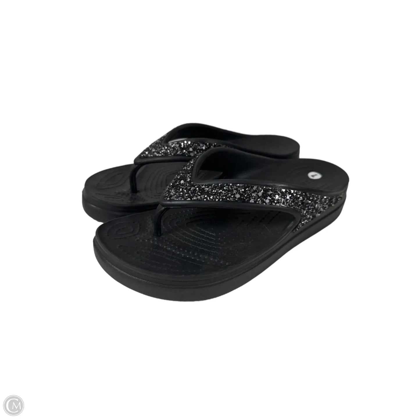 Sandals Flip Flops By Crocs In Black, Size: 7