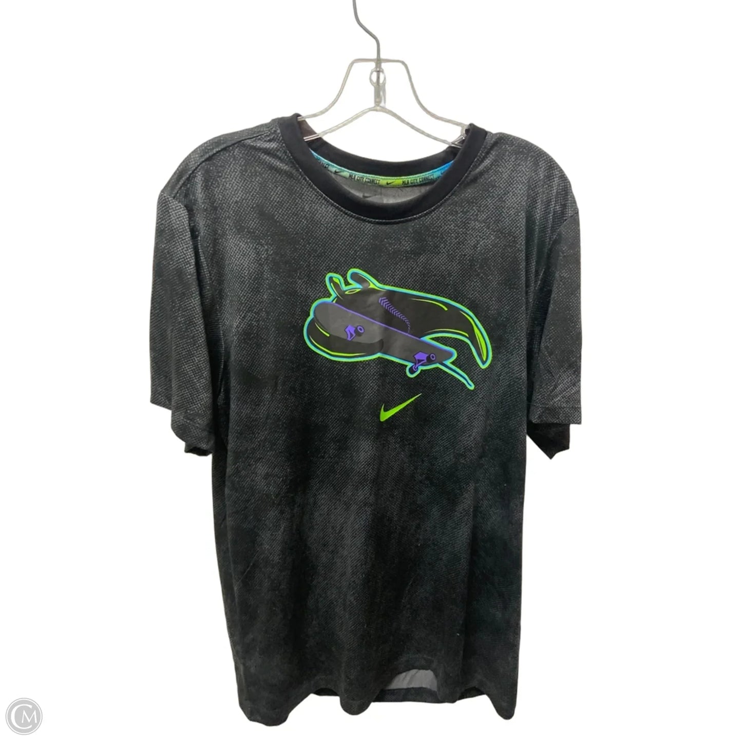 Athletic Top Short Sleeve By Nike In Black, Size: L
