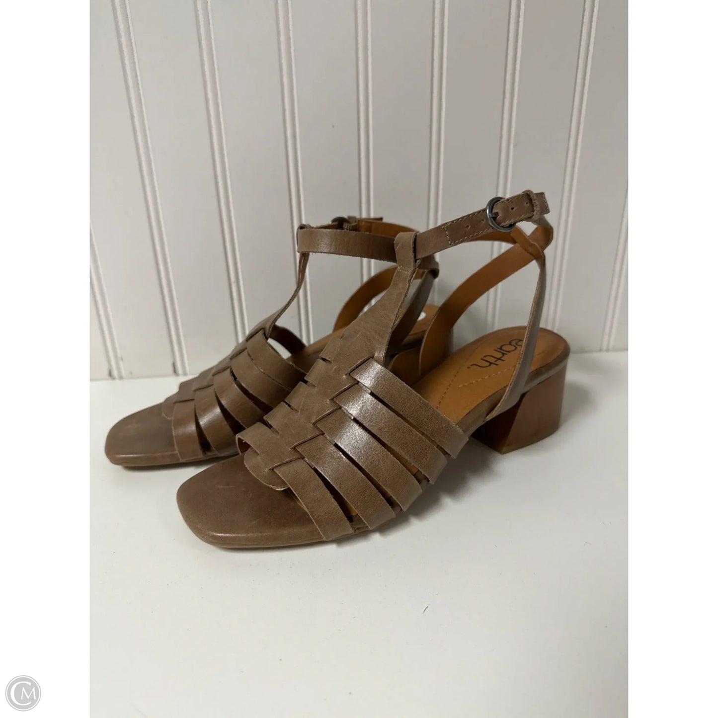 Sandals Heels Block By Earth In Brown, Size: 7