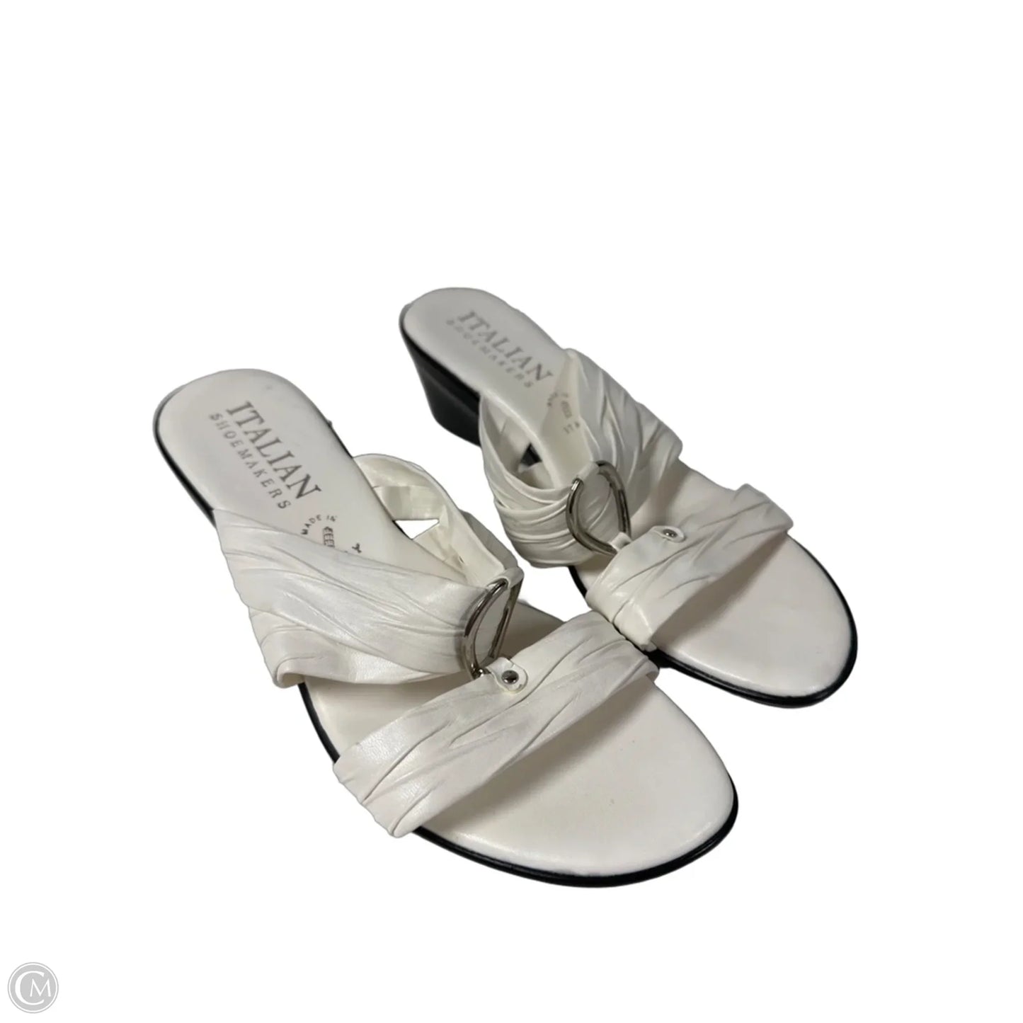 Sandals Heels Wedge By Italian Shoemakers In White, Size: 9