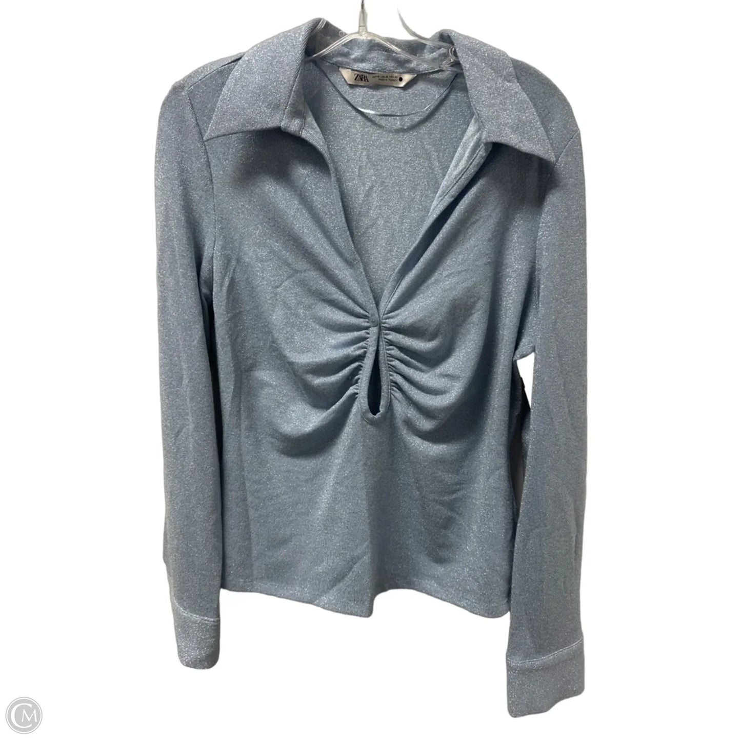 Top Long Sleeve By Zara In Blue, Size: Xl