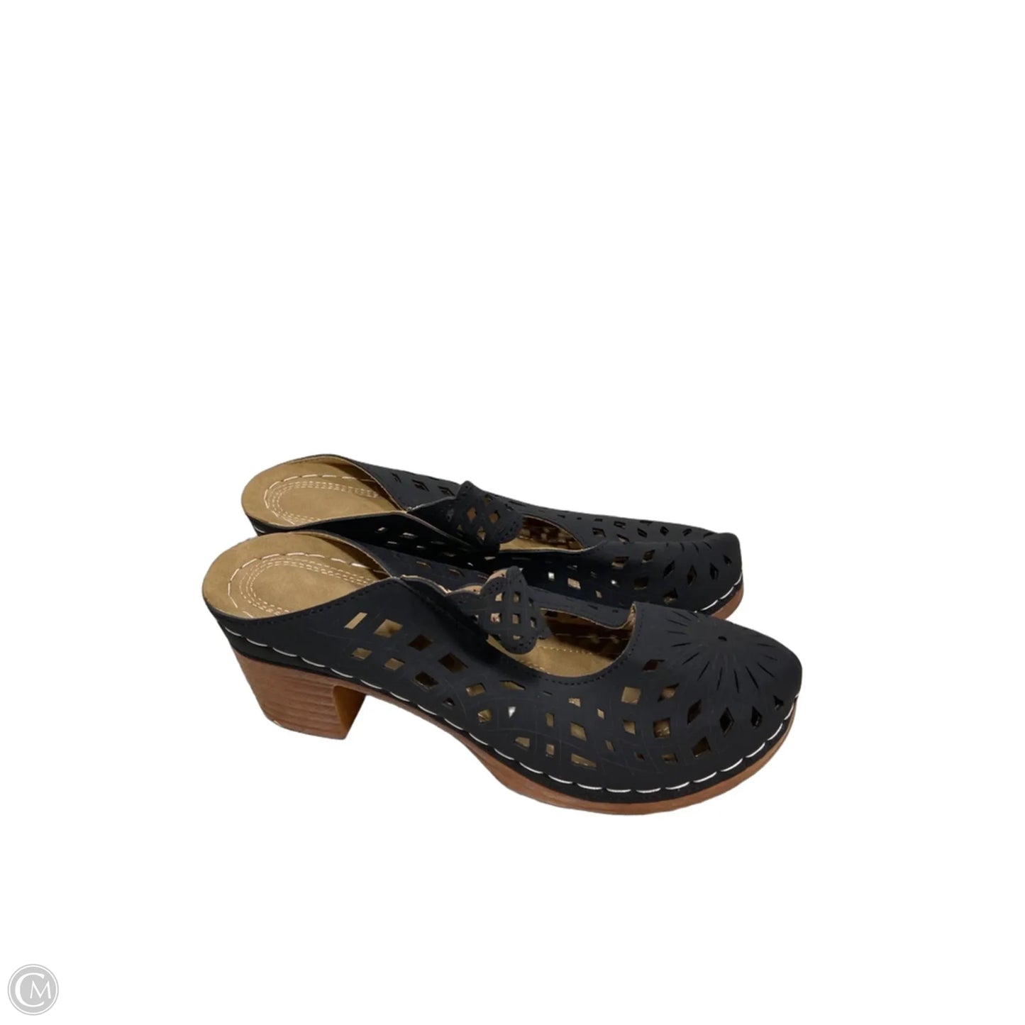 Sandals Heels Block By Clothes Mentor In Black, Size: 9.5