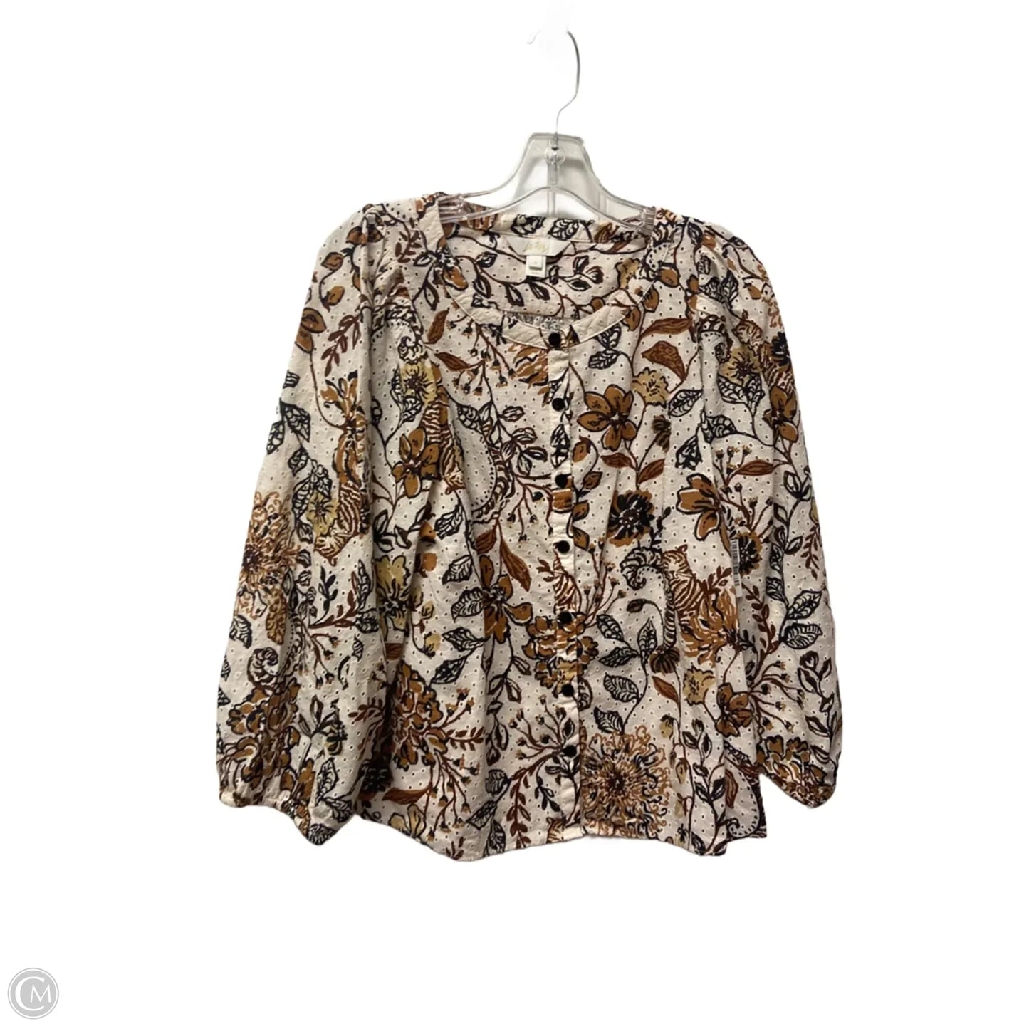 Top Long Sleeve Designer By Lilly Pulitzer In Cream & Tan, Size: S