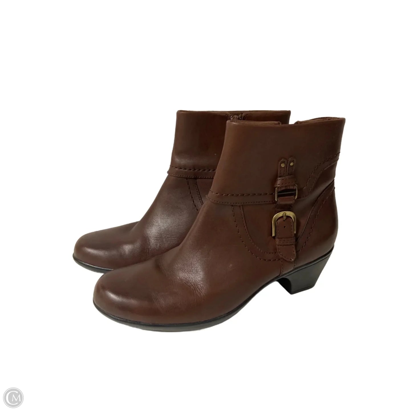 Boots Ankle Heels By Clarks In Brown, Size: 8.5