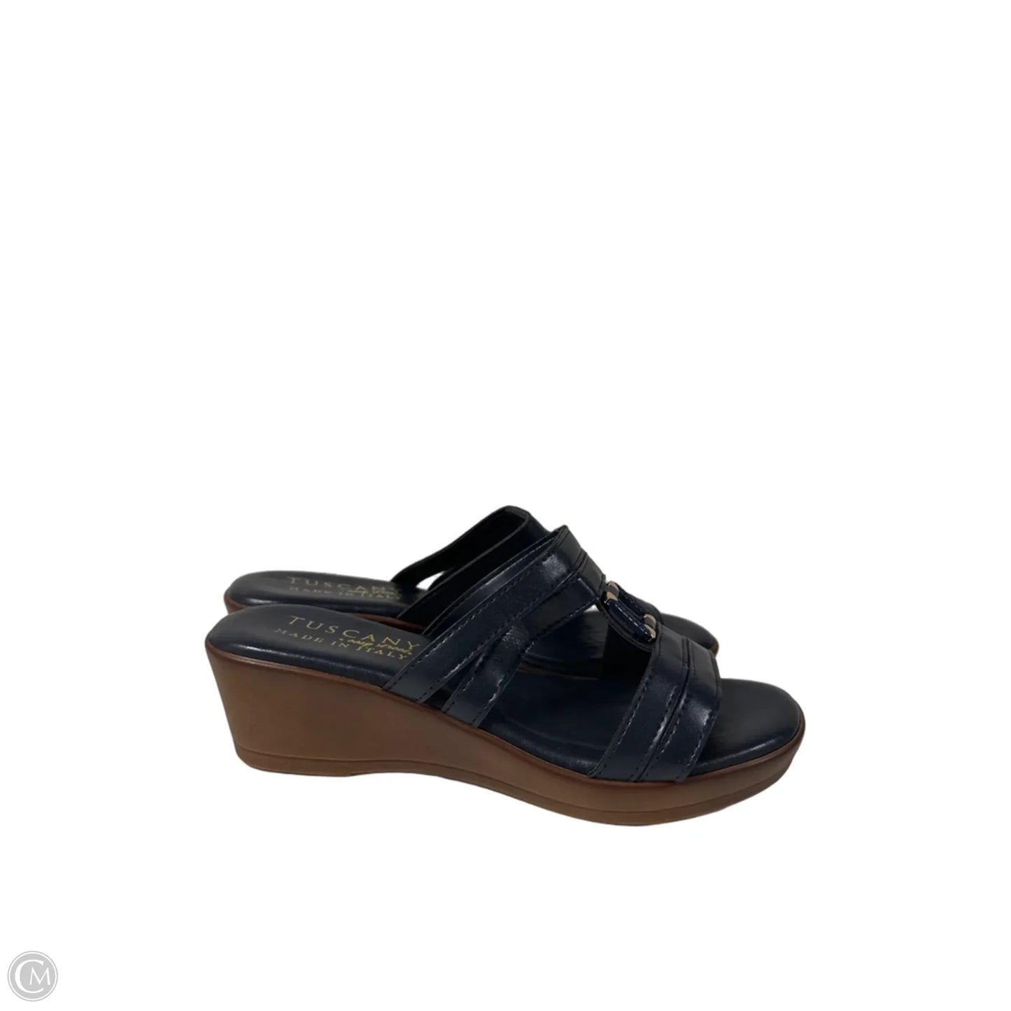 Sandals Heels Wedge By Clothes Mentor In Navy, Size: 6.5