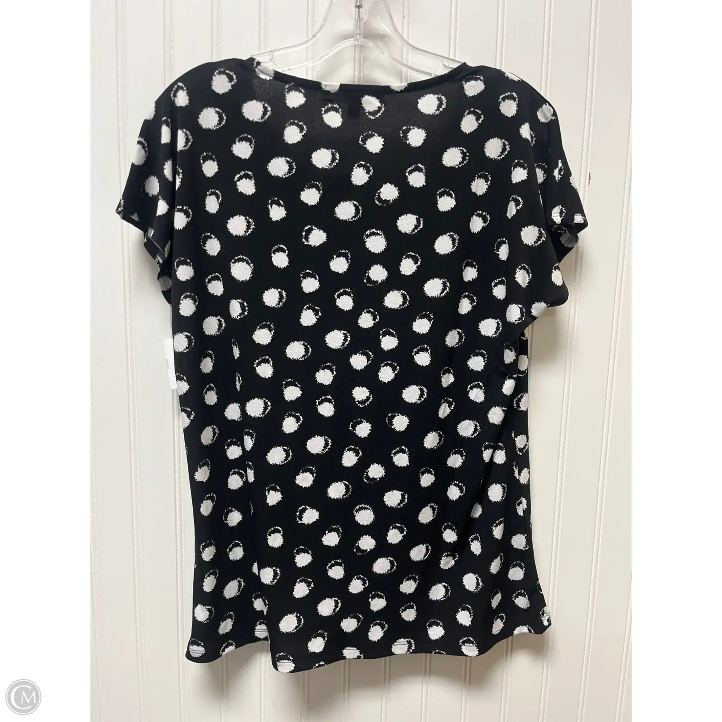 Top Short Sleeve By Adrienne Vittadini In Black & White, Size: M