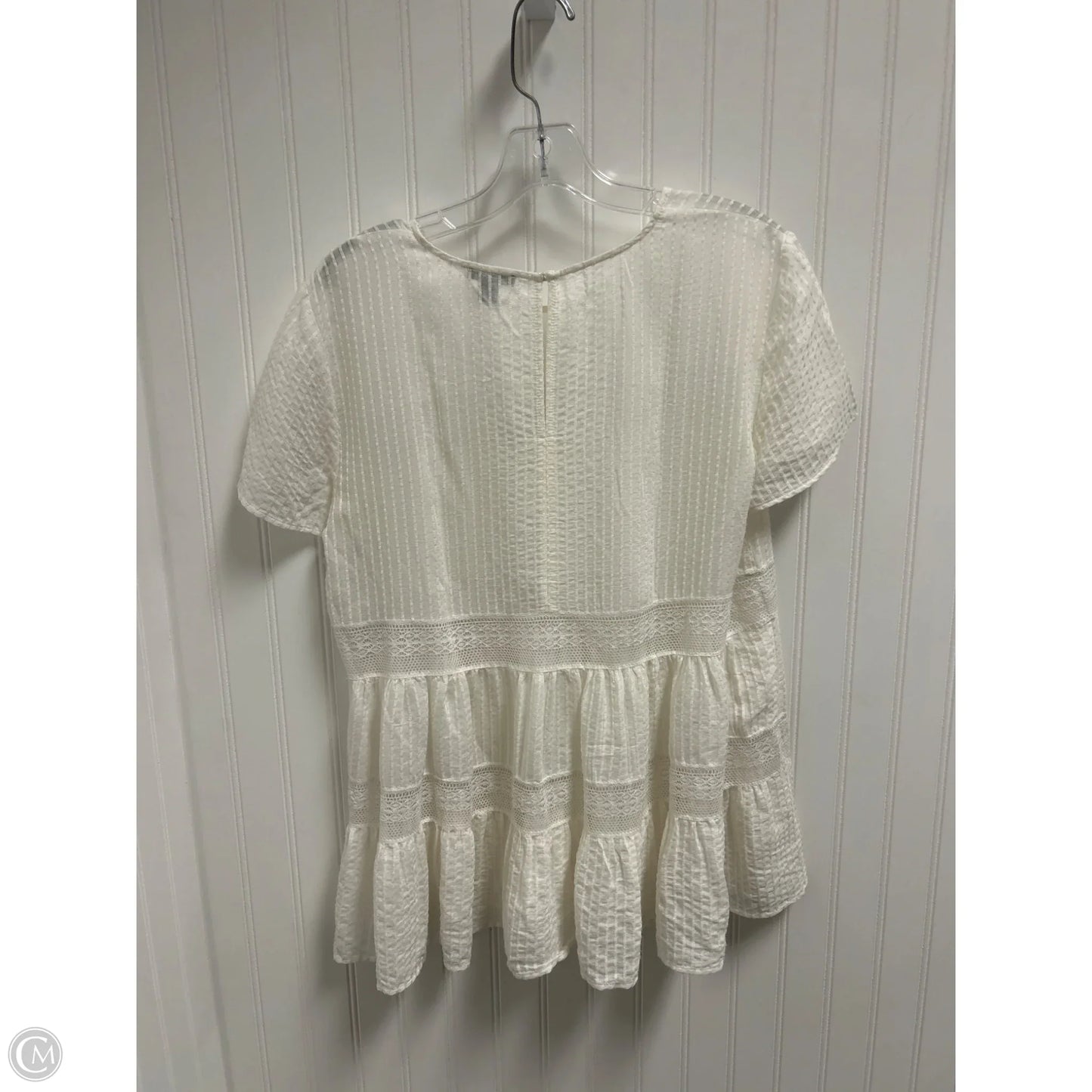 Top Short Sleeve By Ann Taylor In Cream, Size: S