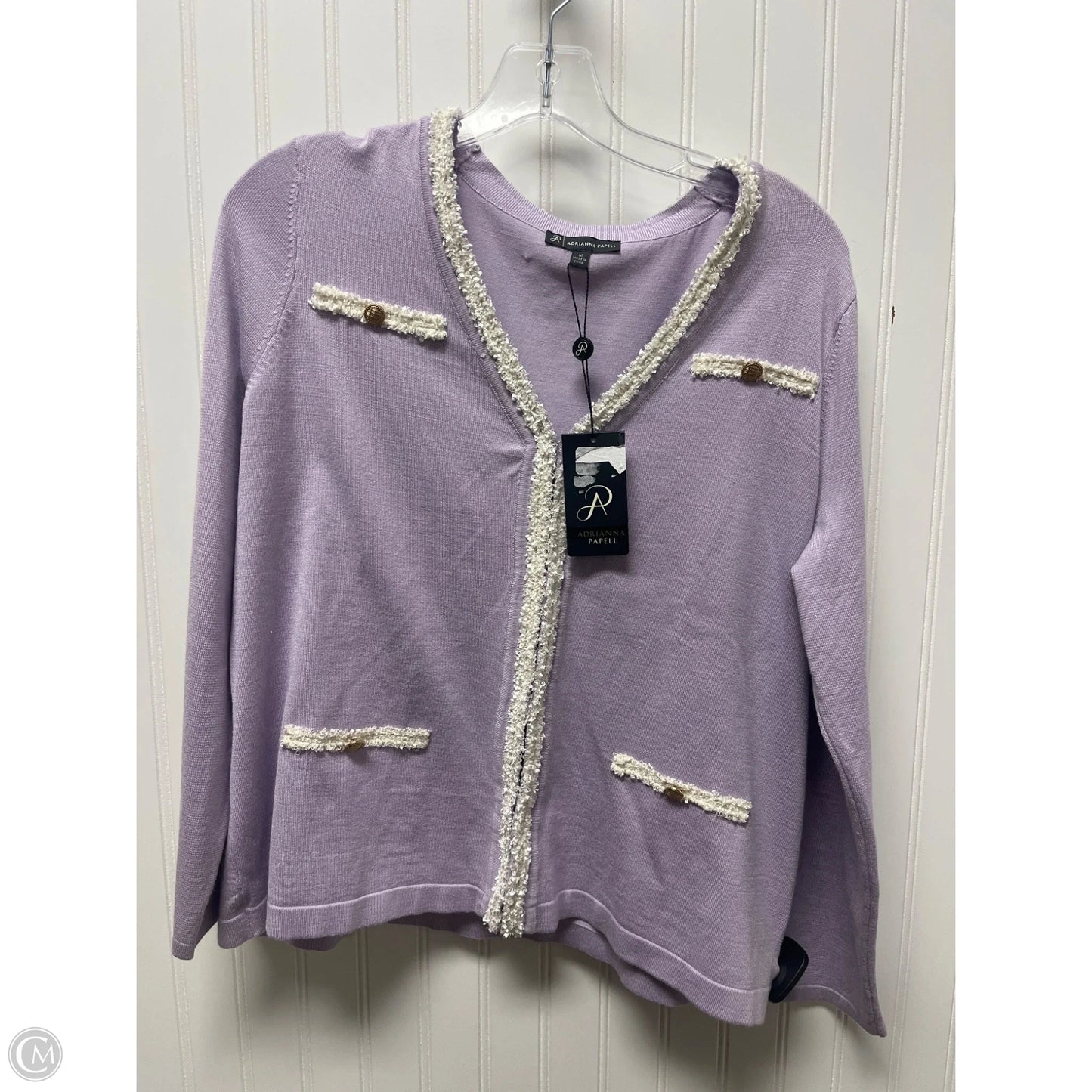 Sweater Cardigan By Adrianna Papell In Purple, Size: M