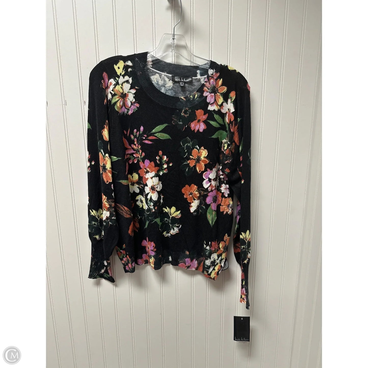 Sweater By Nicole Miller In Floral Print, Size: L