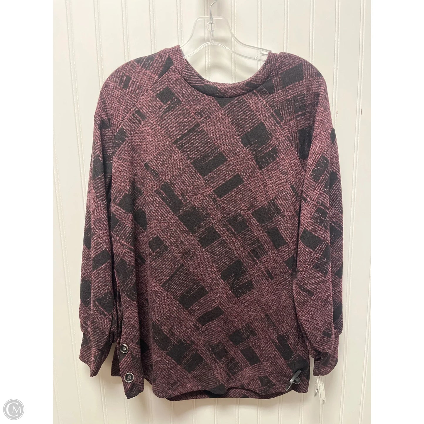 Top Long Sleeve By Zac And Rachel In Black & Purple, Size: L
