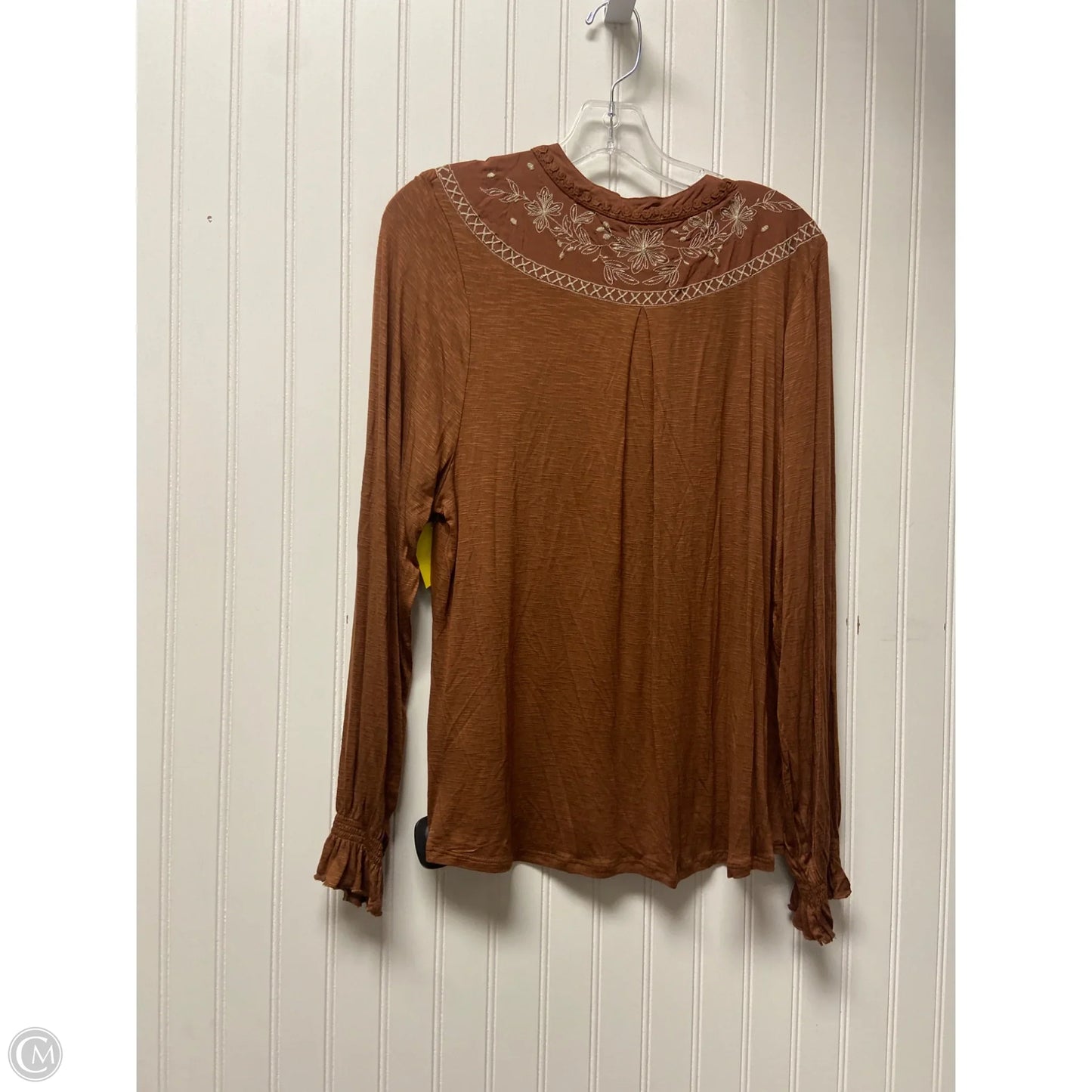 Top Long Sleeve By Democracy In Brown, Size: L