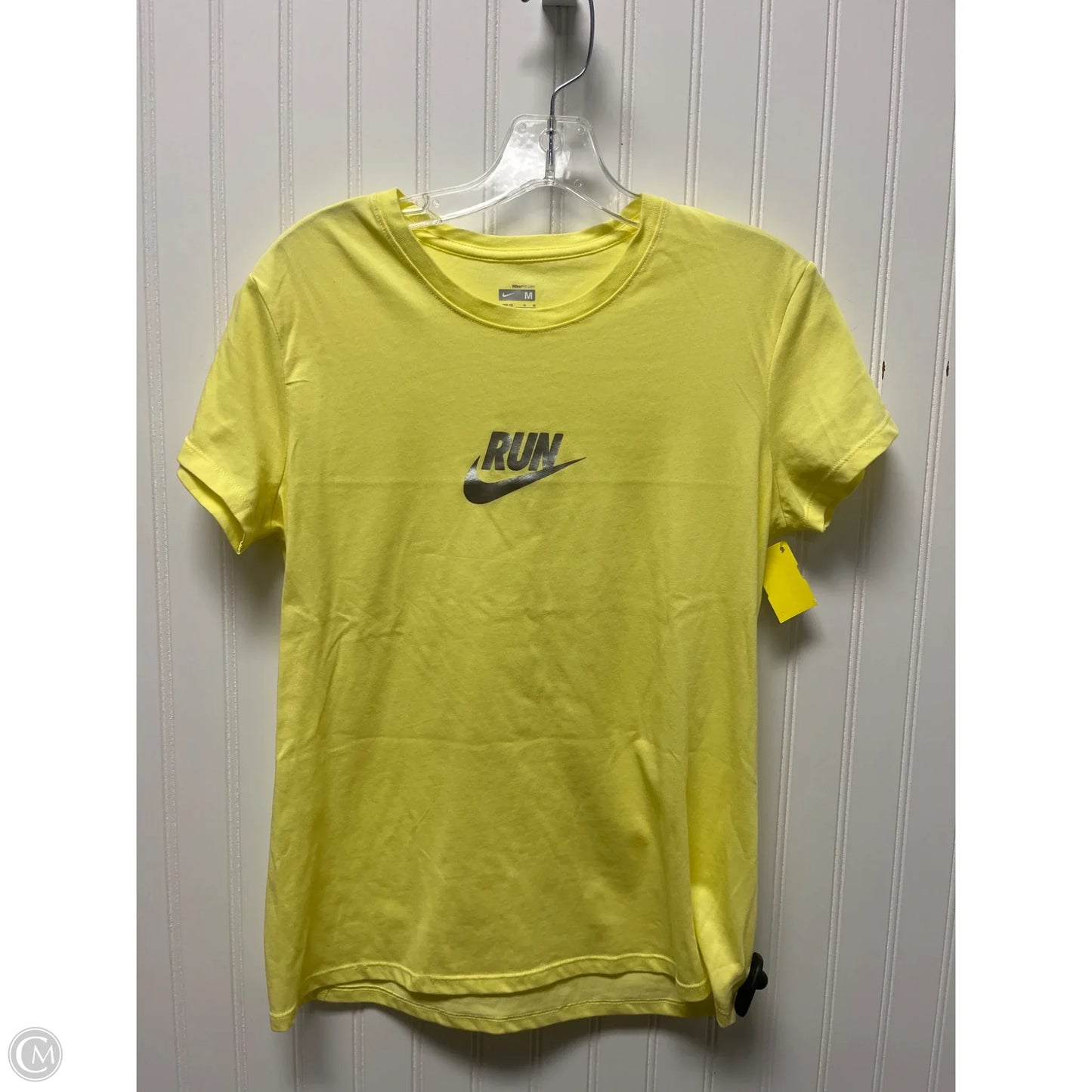 Athletic Top Short Sleeve By Nike In Yellow, Size: M